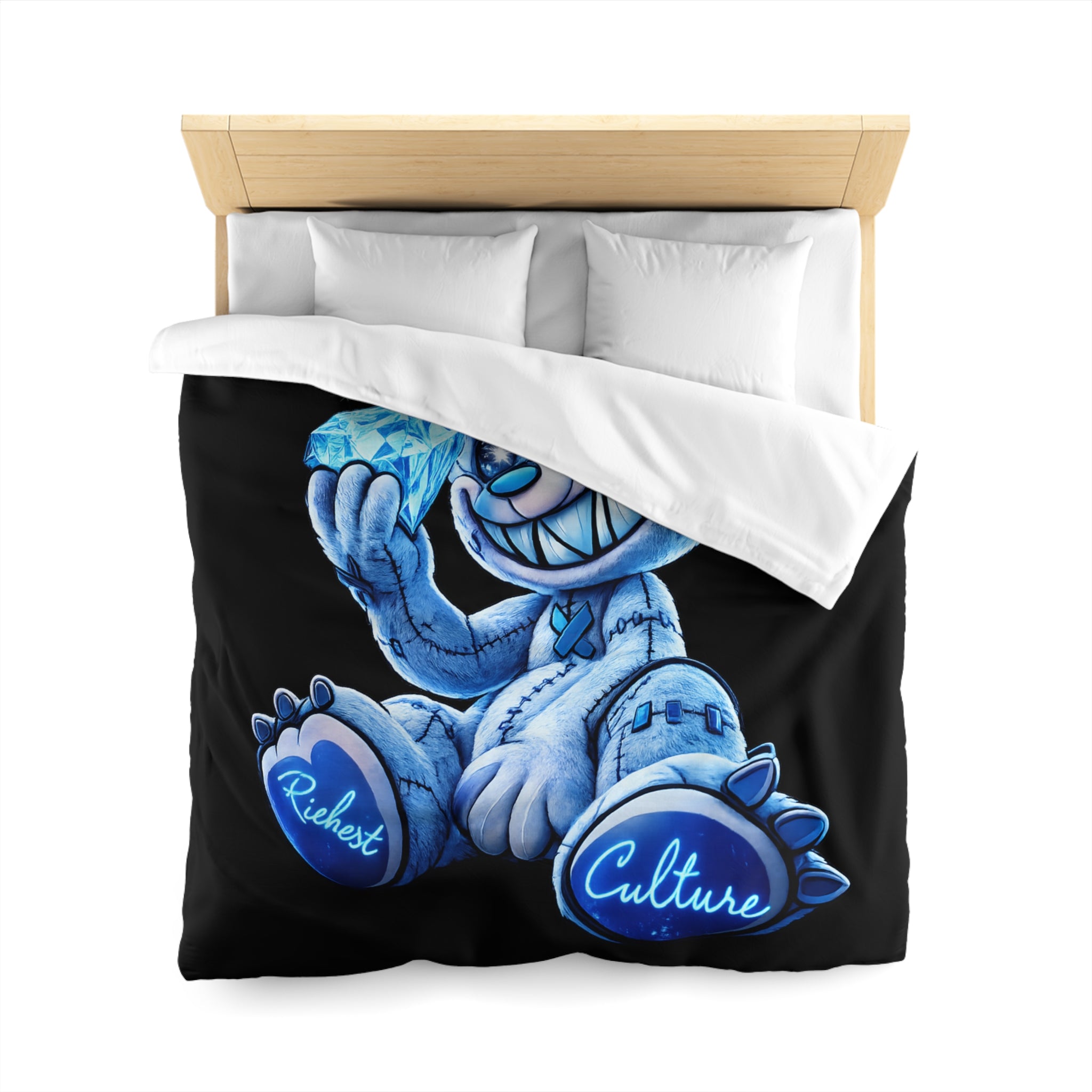 Duvet Cover - Blue Ice Grin Teddy Bear Graphic