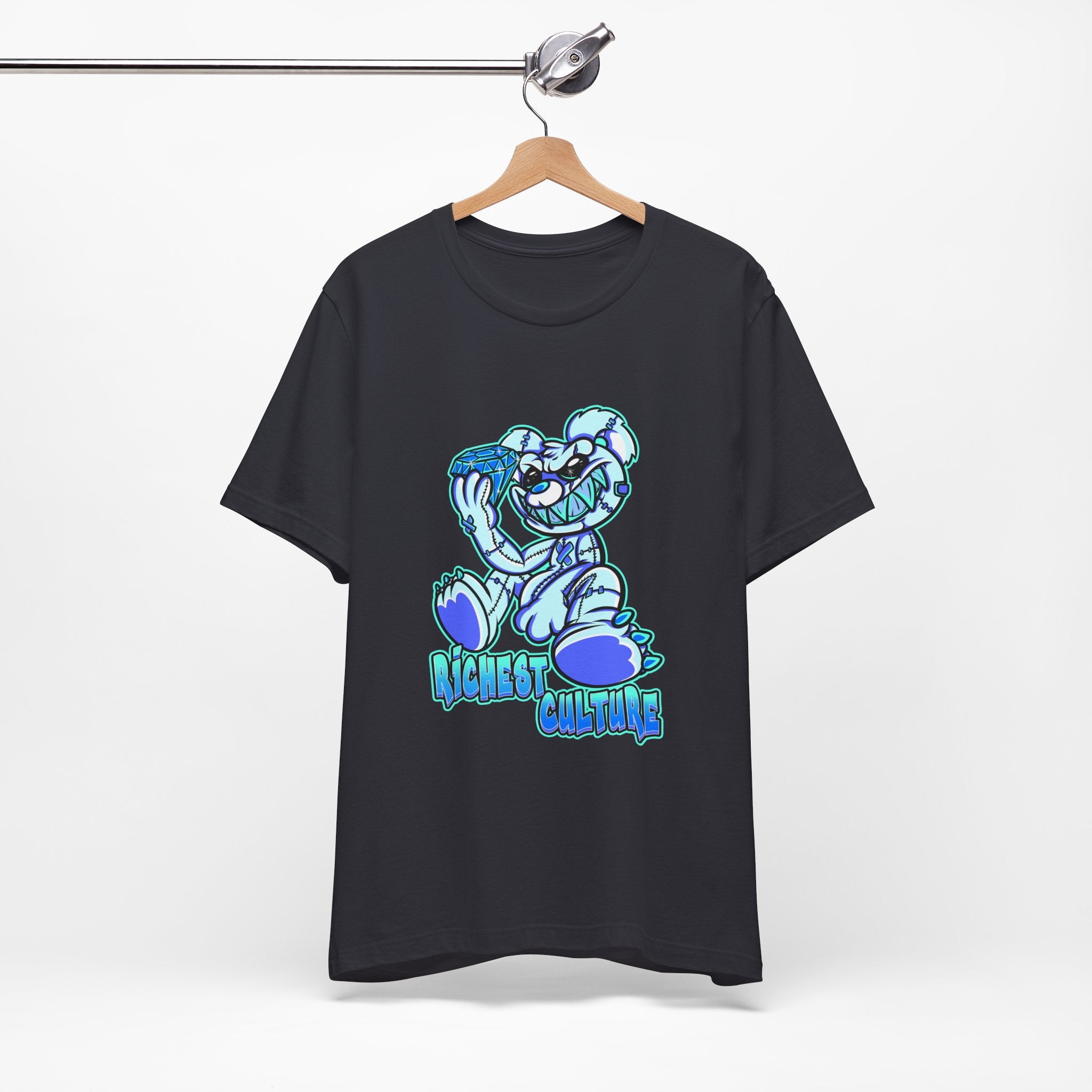 Tee — 'Richest Culture' Blue Cartoon Bear Graphic Shirt