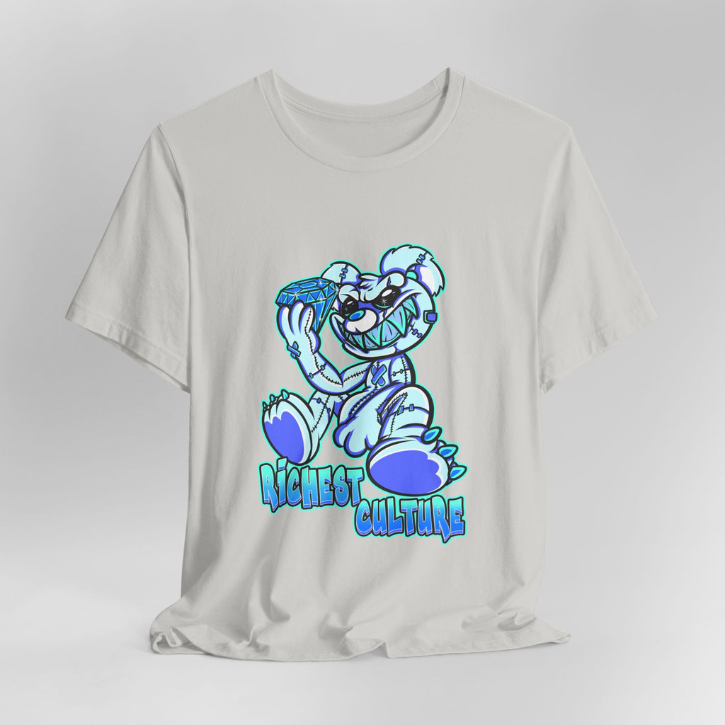 Tee — 'Richest Culture' Blue Cartoon Bear Graphic Shirt