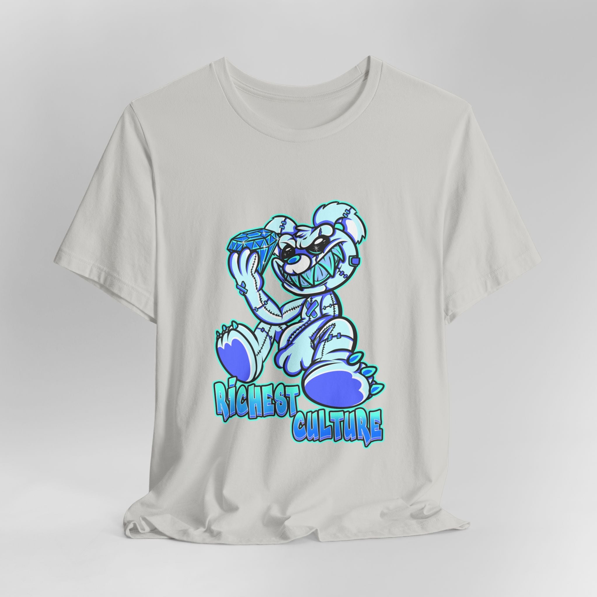 Tee — 'Richest Culture' Blue Cartoon Bear Graphic Shirt