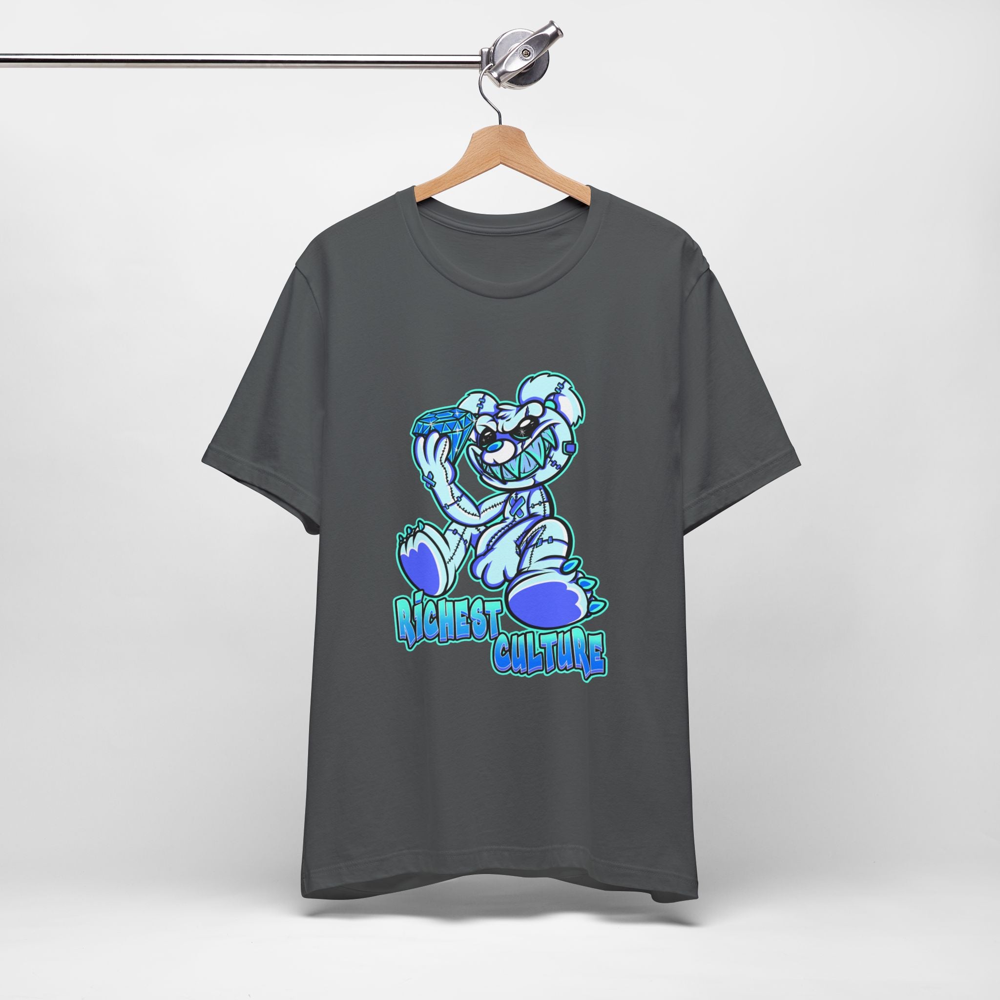 Tee — 'Richest Culture' Blue Cartoon Bear Graphic Shirt