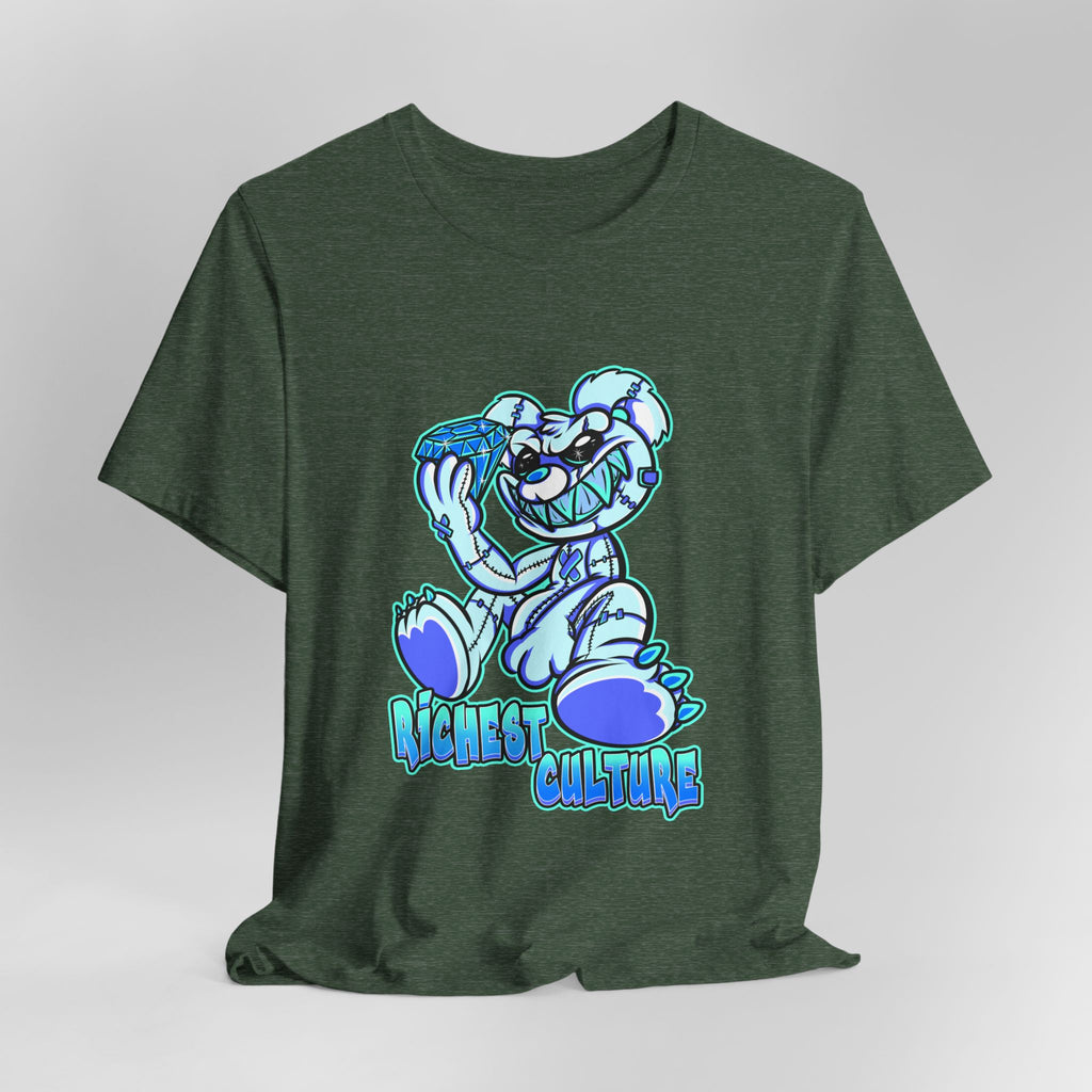 Tee — 'Richest Culture' Blue Cartoon Bear Graphic Shirt
