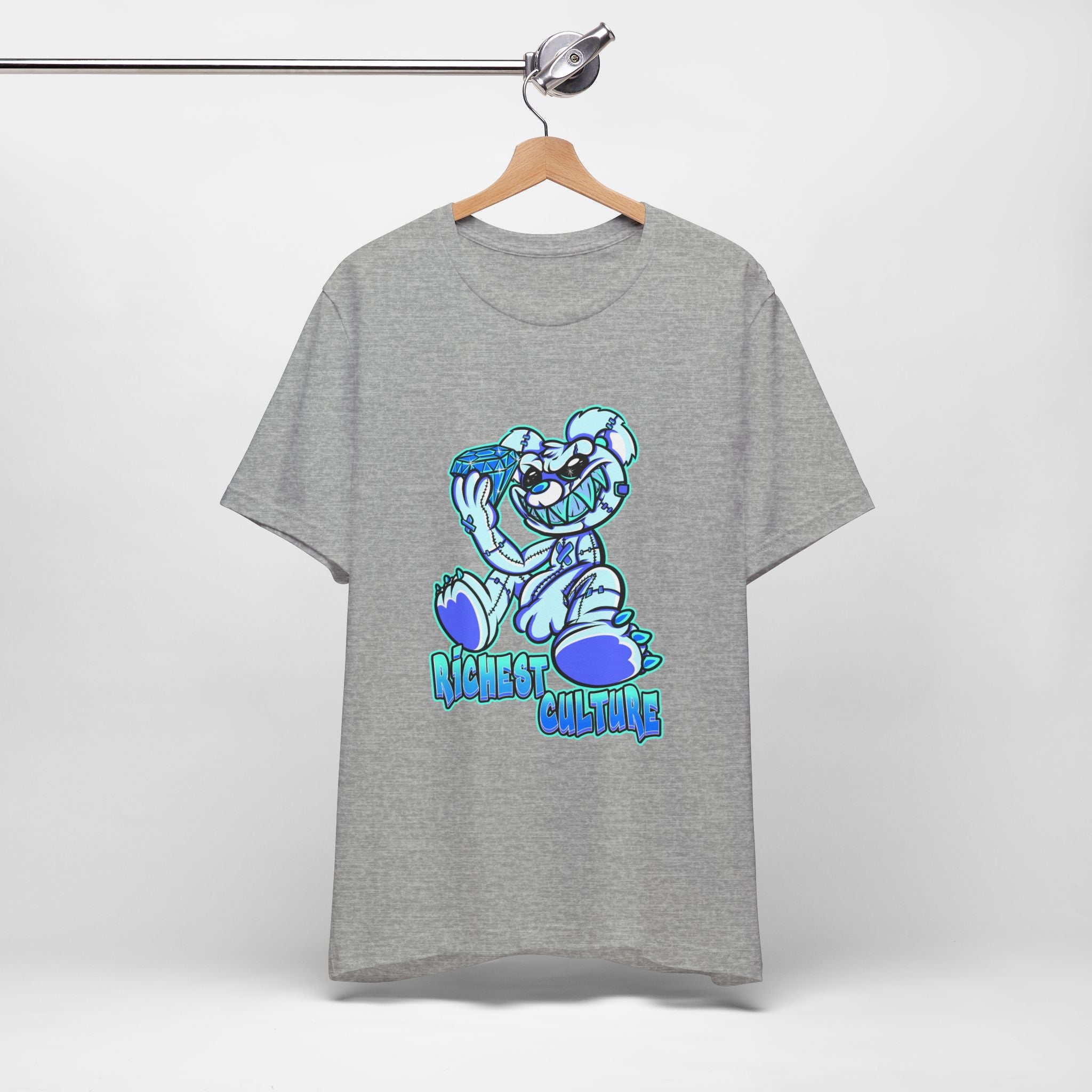 Tee — 'Richest Culture' Blue Cartoon Bear Graphic Shirt