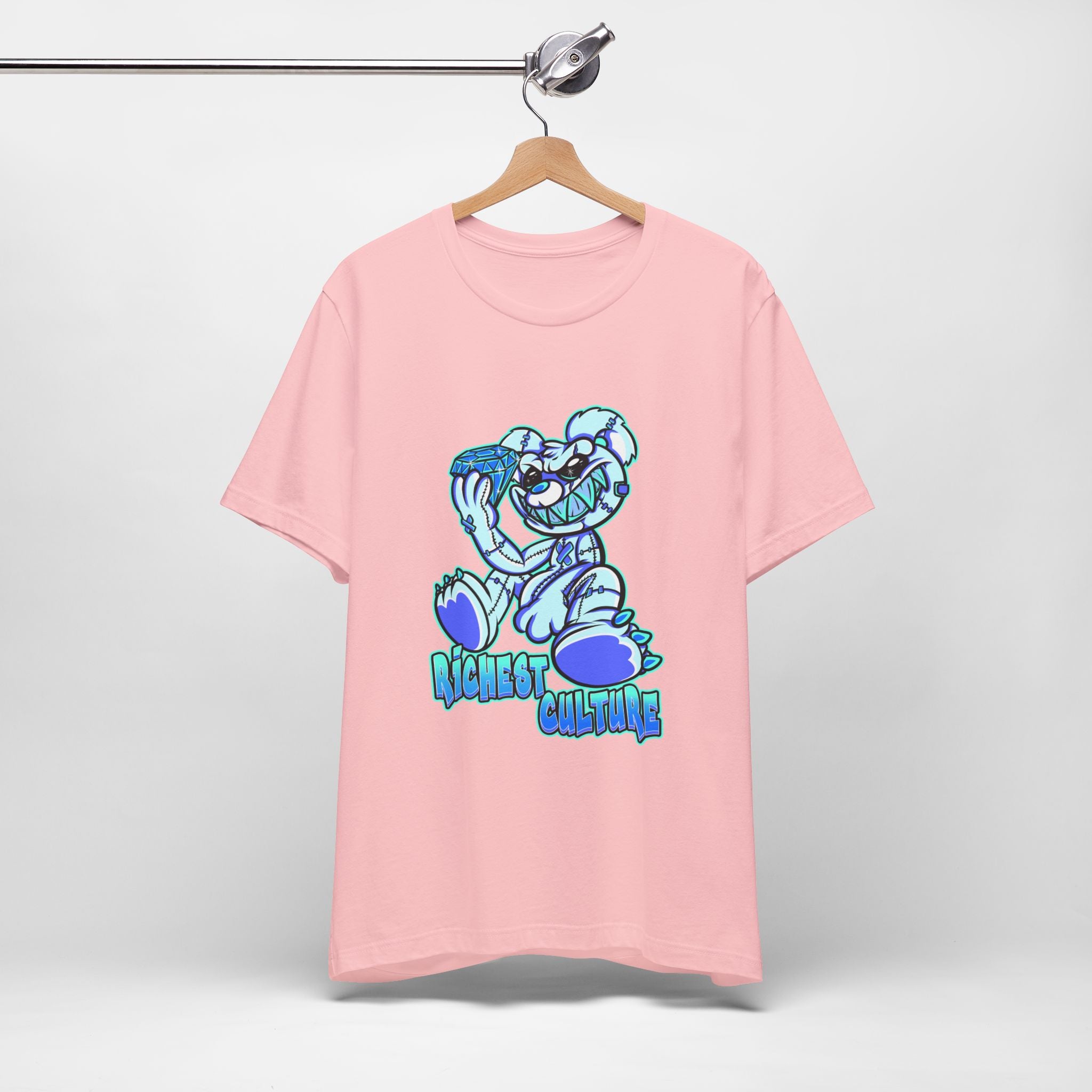 Tee — 'Richest Culture' Blue Cartoon Bear Graphic Shirt