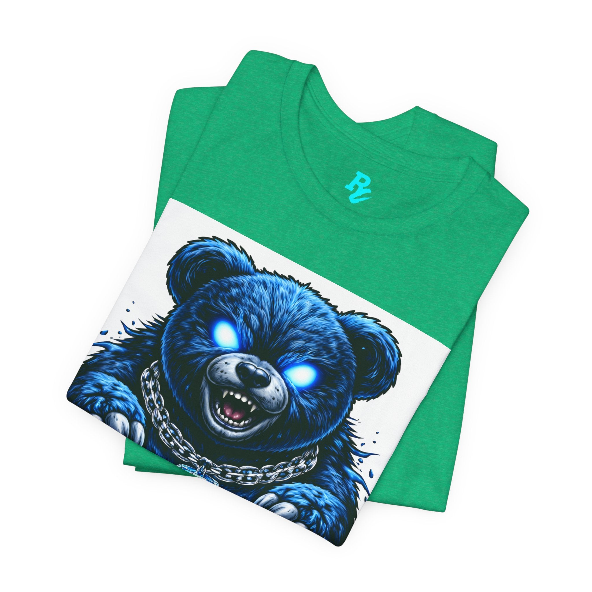 Blue Neon Grizzly Tee — Fierce Bear Graphic Shirt with 'RichestCulture.com'