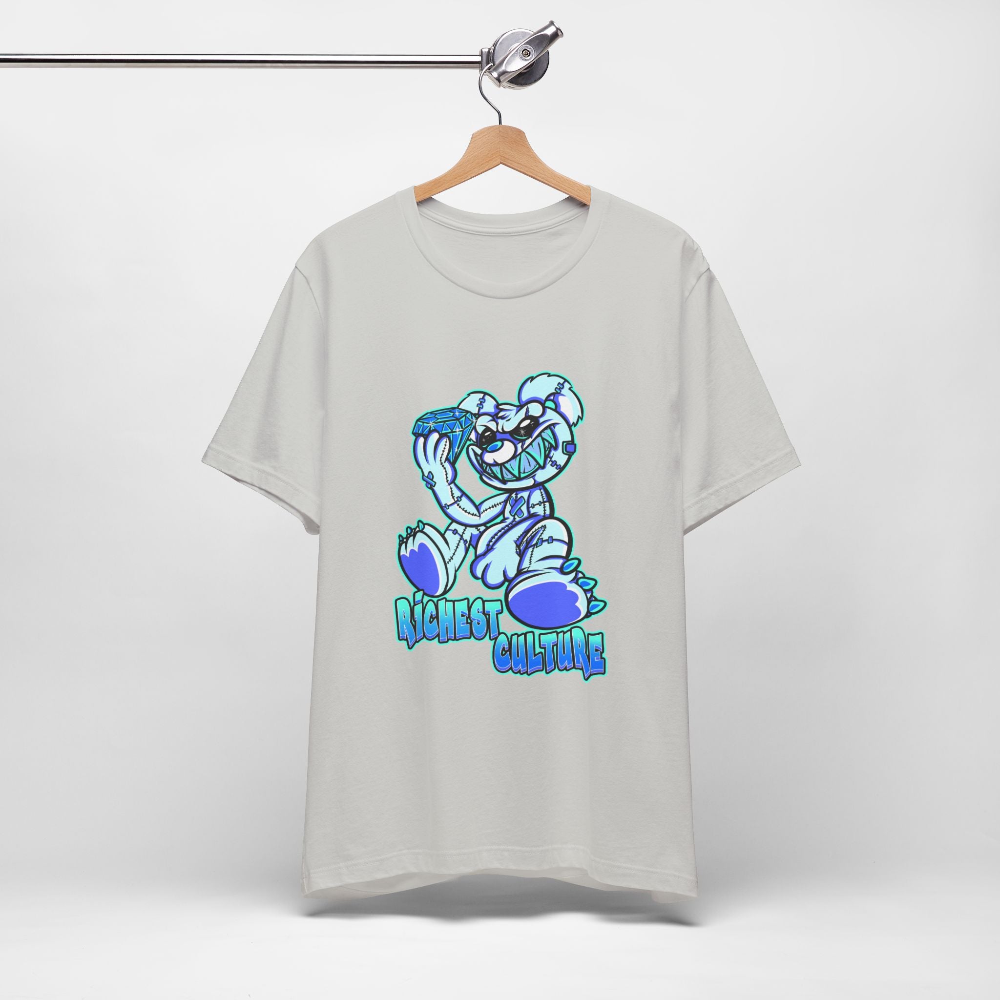 Tee — 'Richest Culture' Blue Cartoon Bear Graphic Shirt