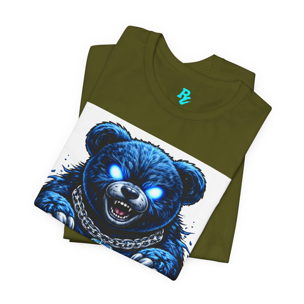 Blue Neon Grizzly Tee — Fierce Bear Graphic Shirt with 'RichestCulture.com'