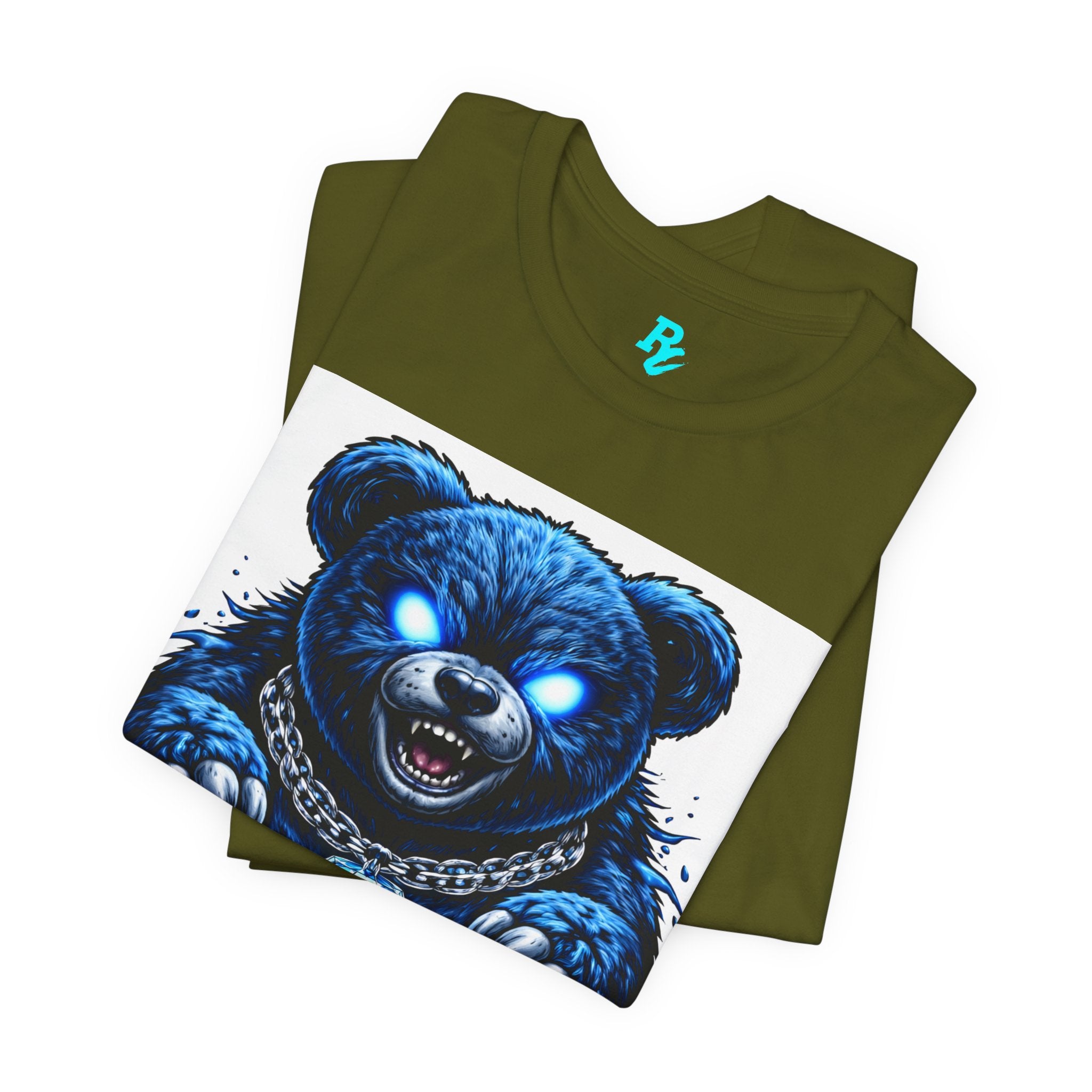 Blue Neon Grizzly Tee — Fierce Bear Graphic Shirt with 'RichestCulture.com'