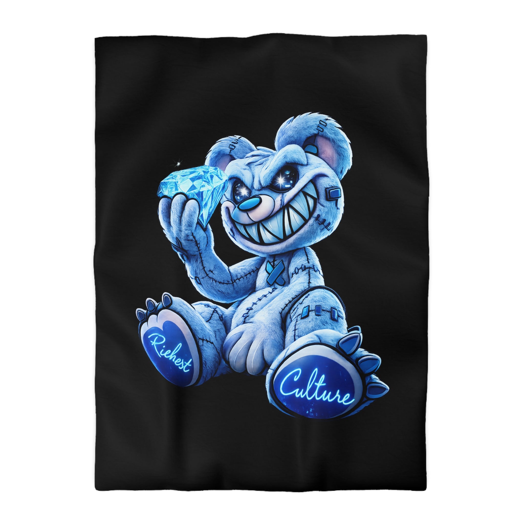 Duvet Cover - Blue Ice Grin Teddy Bear Graphic