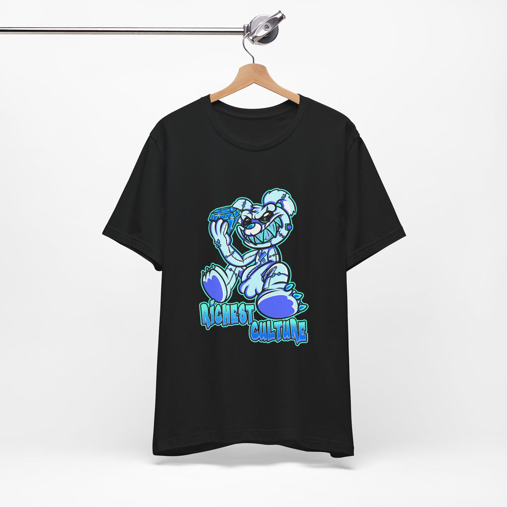 Tee — 'Richest Culture' Blue Cartoon Bear Graphic Shirt