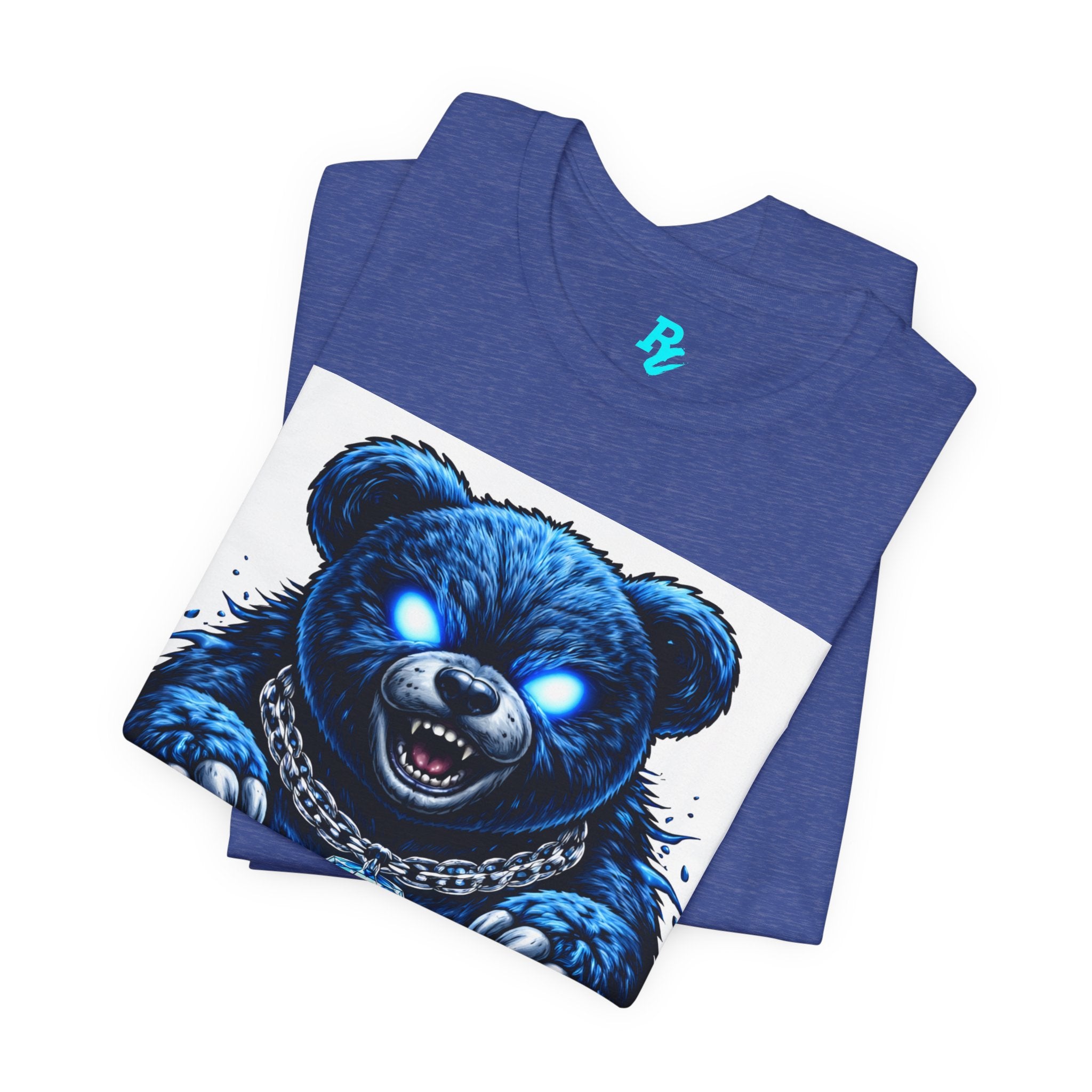 Blue Neon Grizzly Tee — Fierce Bear Graphic Shirt with 'RichestCulture.com'
