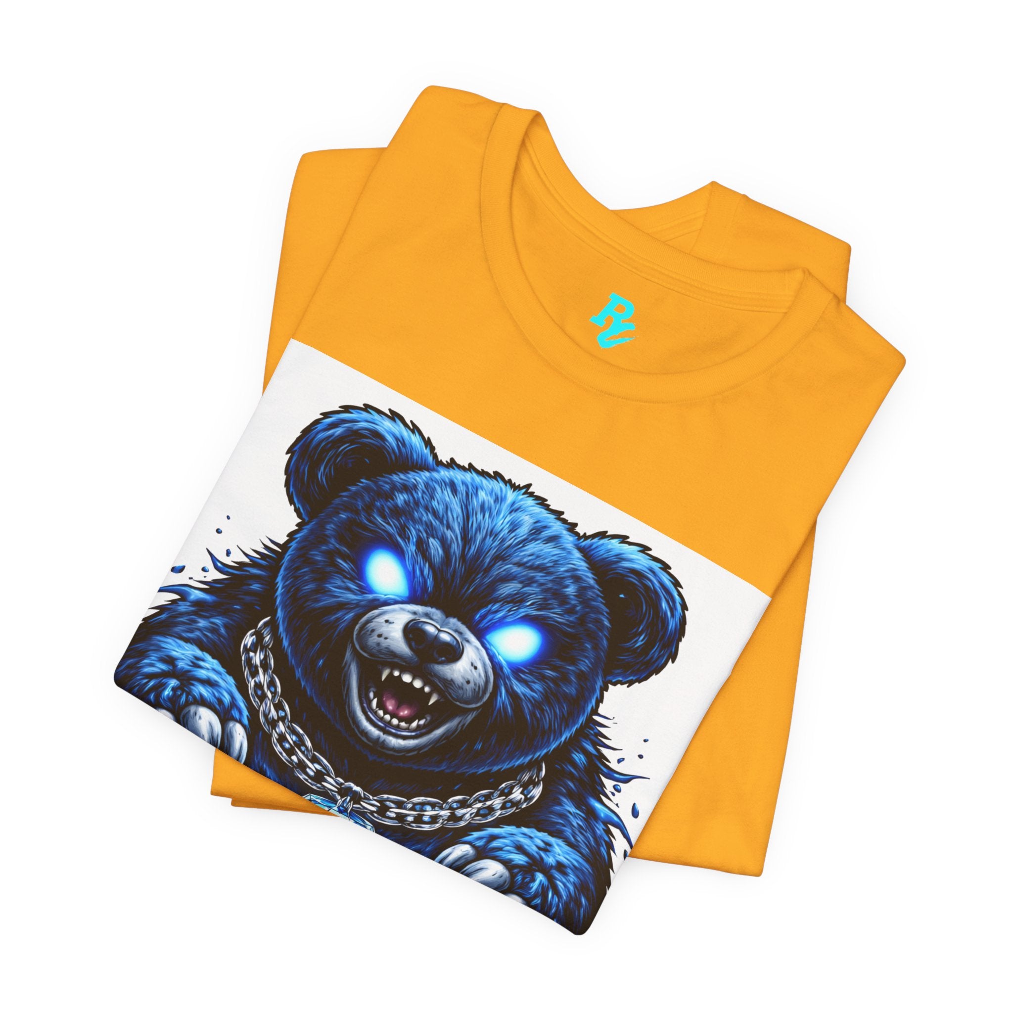 Blue Neon Grizzly Tee — Fierce Bear Graphic Shirt with 'RichestCulture.com'