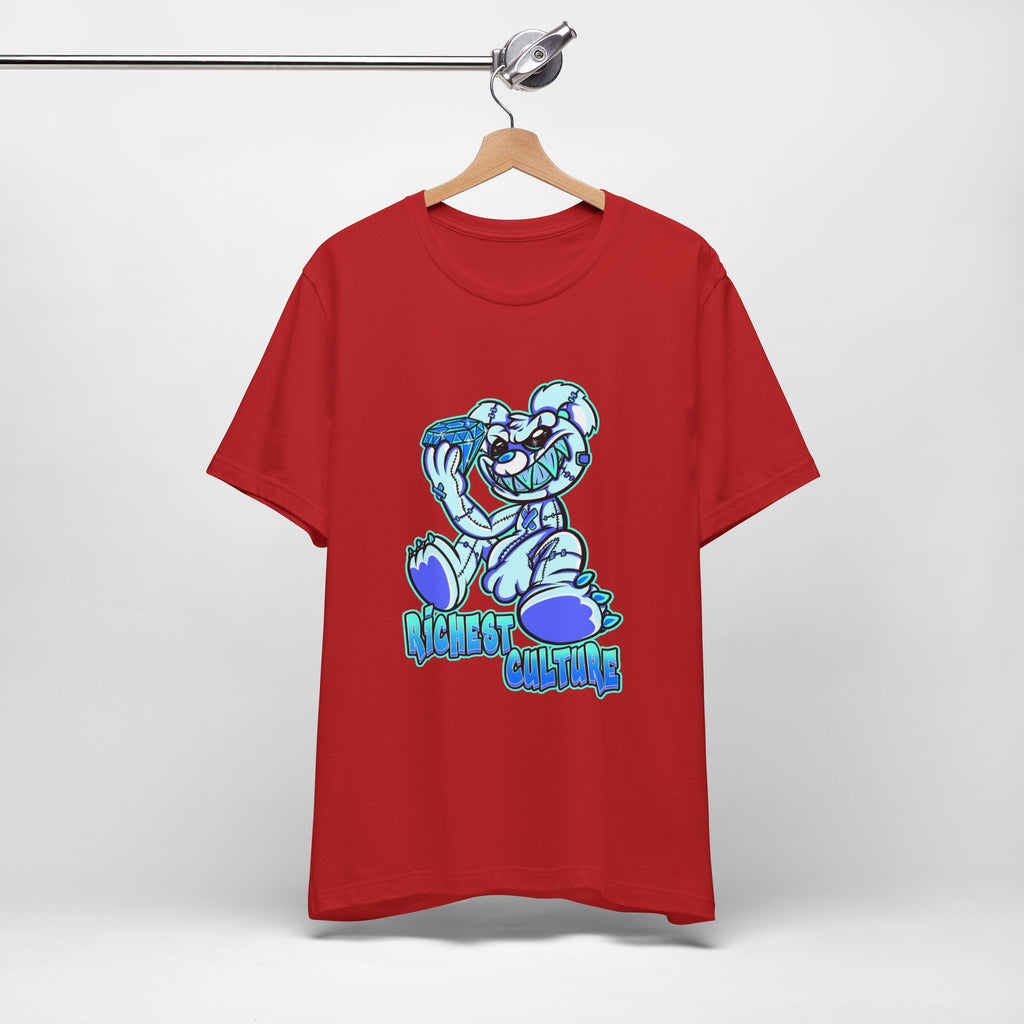 Tee — 'Richest Culture' Blue Cartoon Bear Graphic Shirt