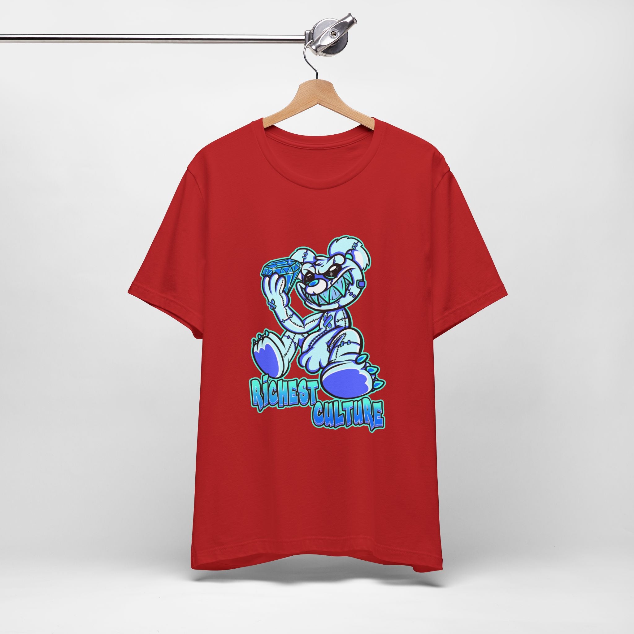 Tee — 'Richest Culture' Blue Cartoon Bear Graphic Shirt