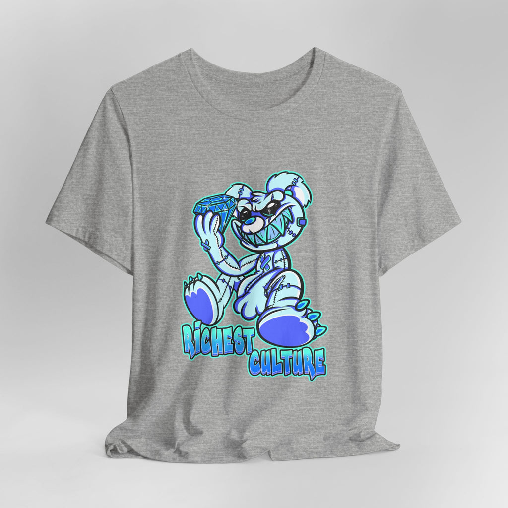 Tee — 'Richest Culture' Blue Cartoon Bear Graphic Shirt