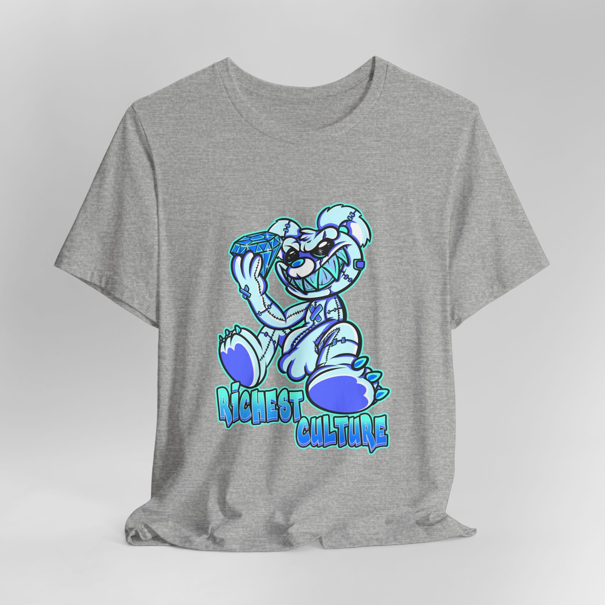 Tee — 'Richest Culture' Blue Cartoon Bear Graphic Shirt
