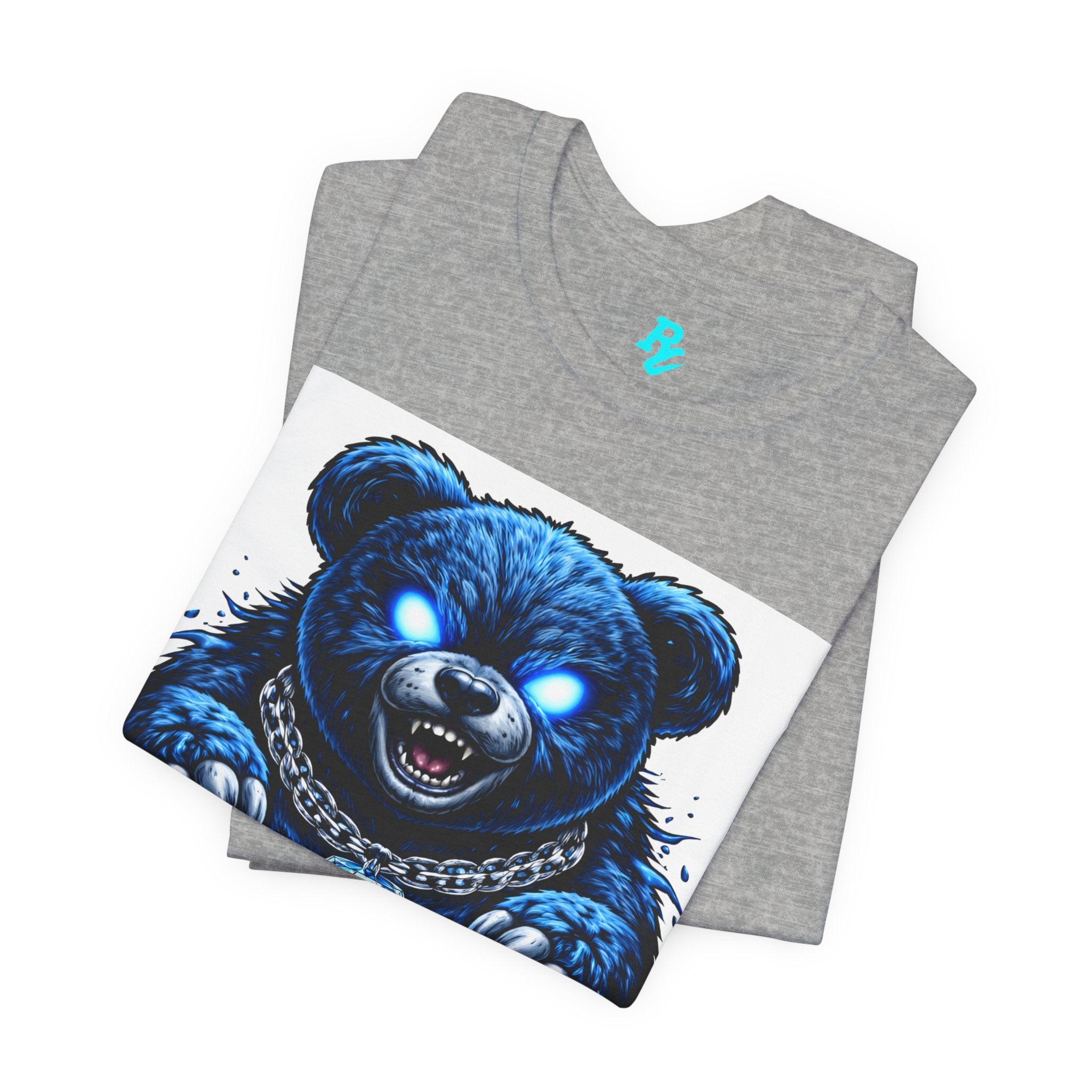 Blue Neon Grizzly Tee — Fierce Bear Graphic Shirt with 'RichestCulture.com'