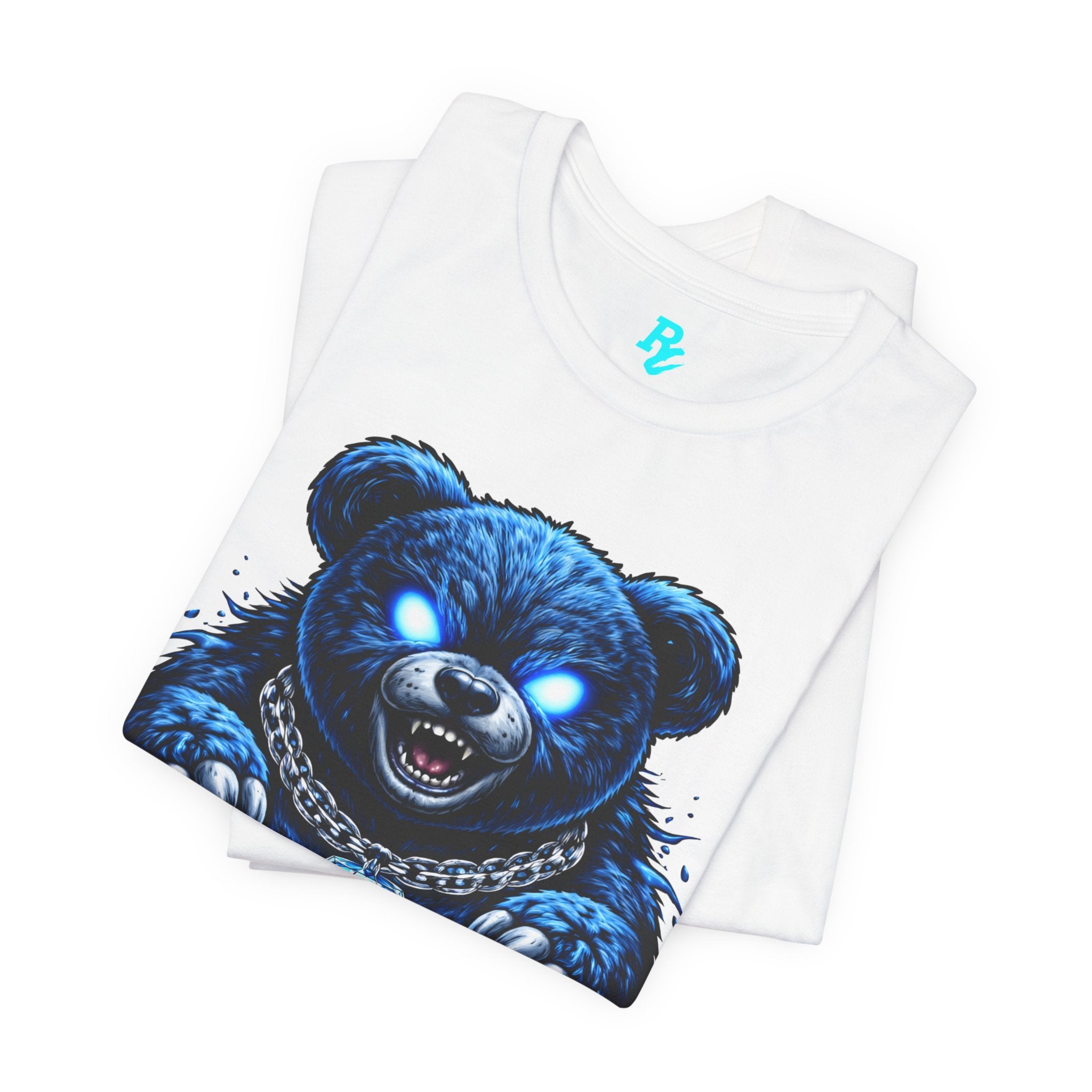Blue Neon Grizzly Tee — Fierce Bear Graphic Shirt with 'RichestCulture.com'