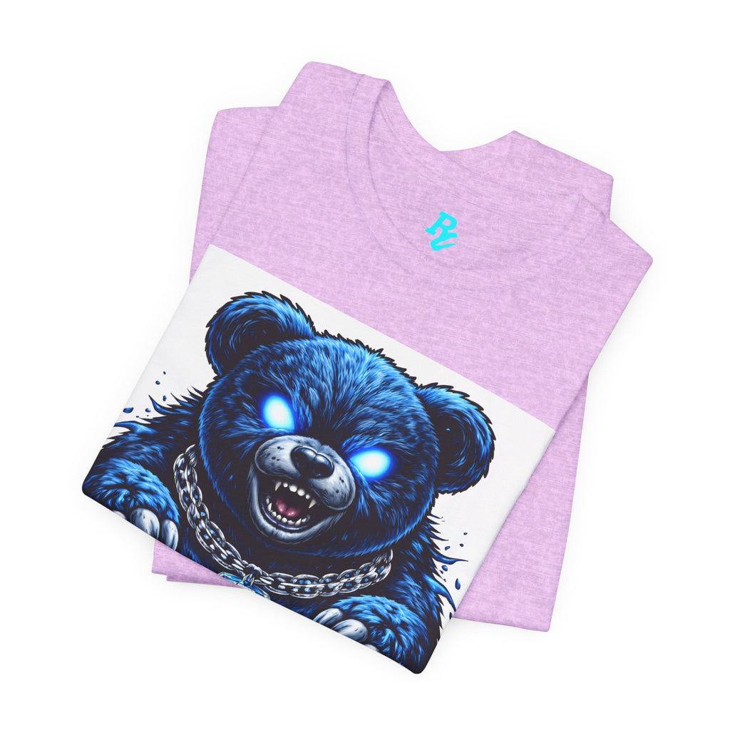 Blue Neon Grizzly Tee — Fierce Bear Graphic Shirt with 'RichestCulture.com'