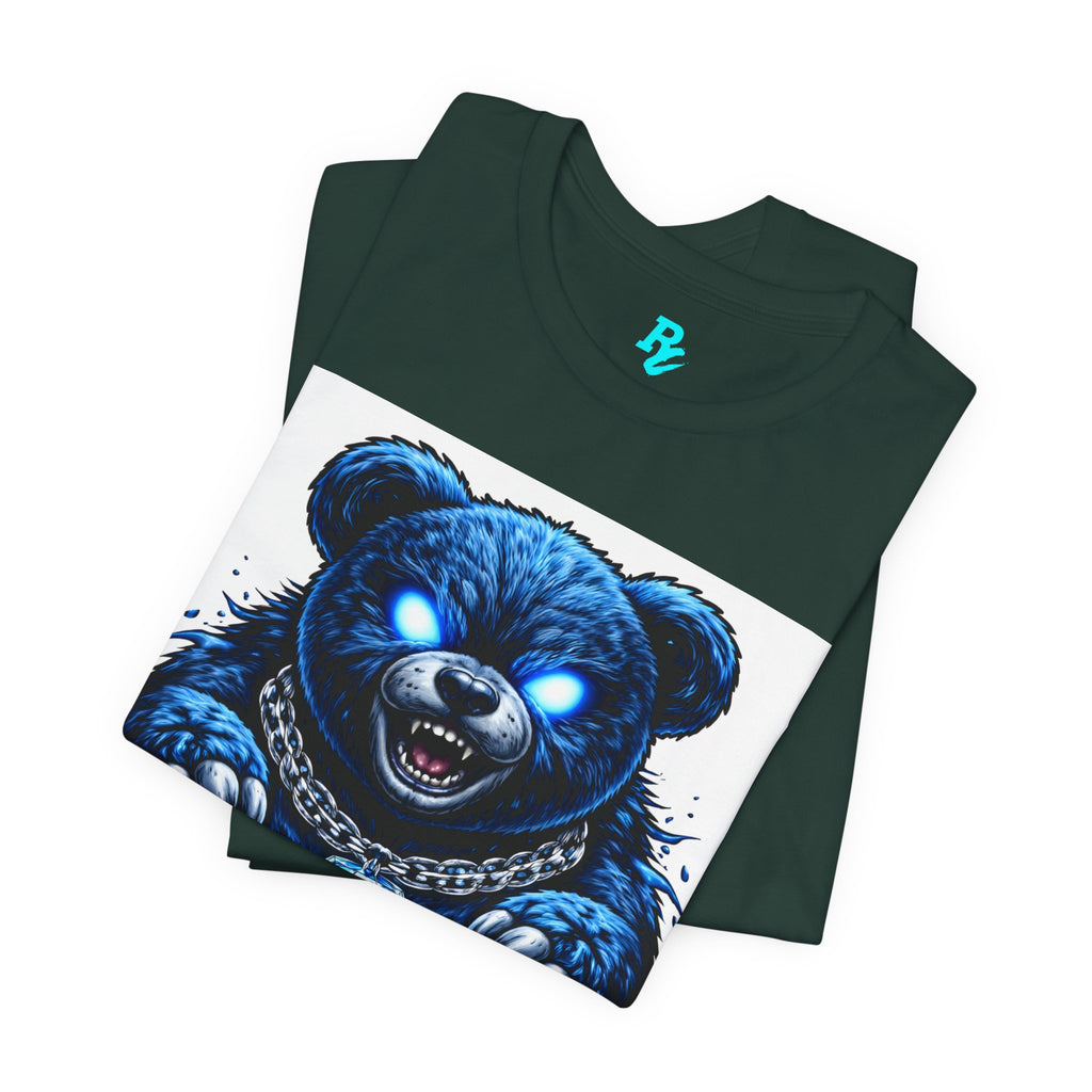 Blue Neon Grizzly Tee — Fierce Bear Graphic Shirt with 'RichestCulture.com'