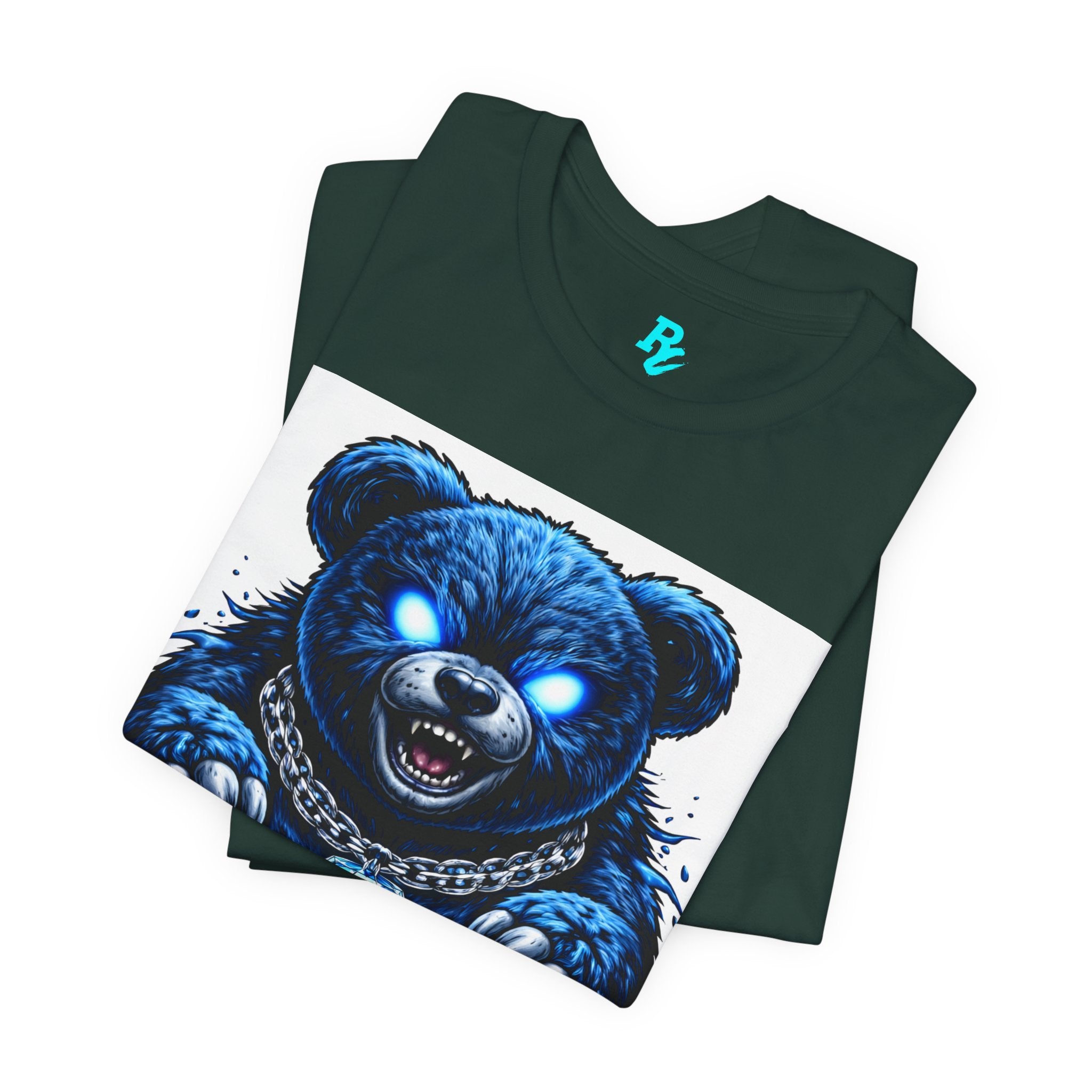 Blue Neon Grizzly Tee — Fierce Bear Graphic Shirt with 'RichestCulture.com'
