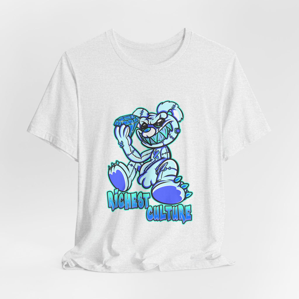 Tee — 'Richest Culture' Blue Cartoon Bear Graphic Shirt