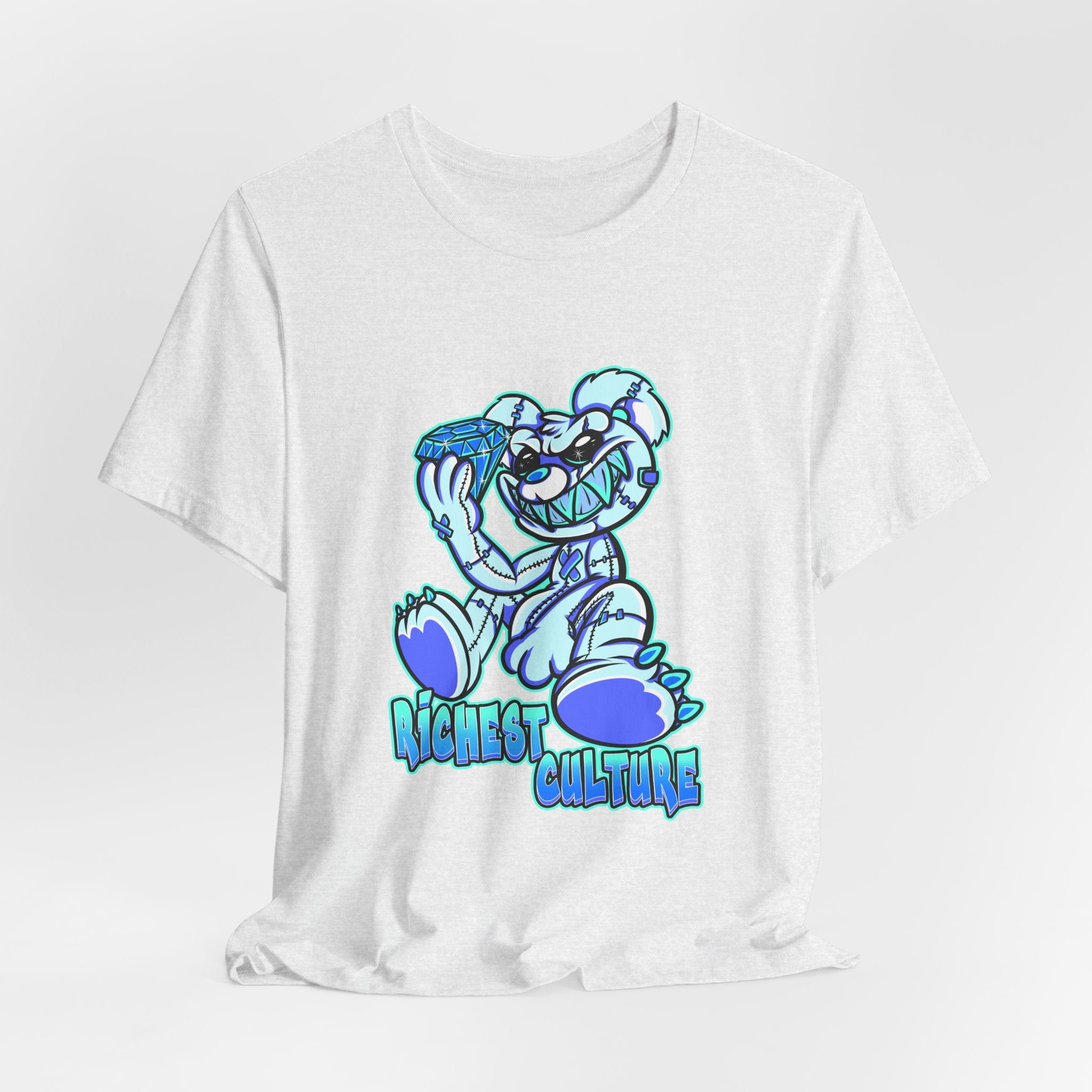 Tee — 'Richest Culture' Blue Cartoon Bear Graphic Shirt