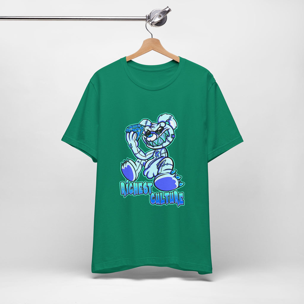 Tee — 'Richest Culture' Blue Cartoon Bear Graphic Shirt