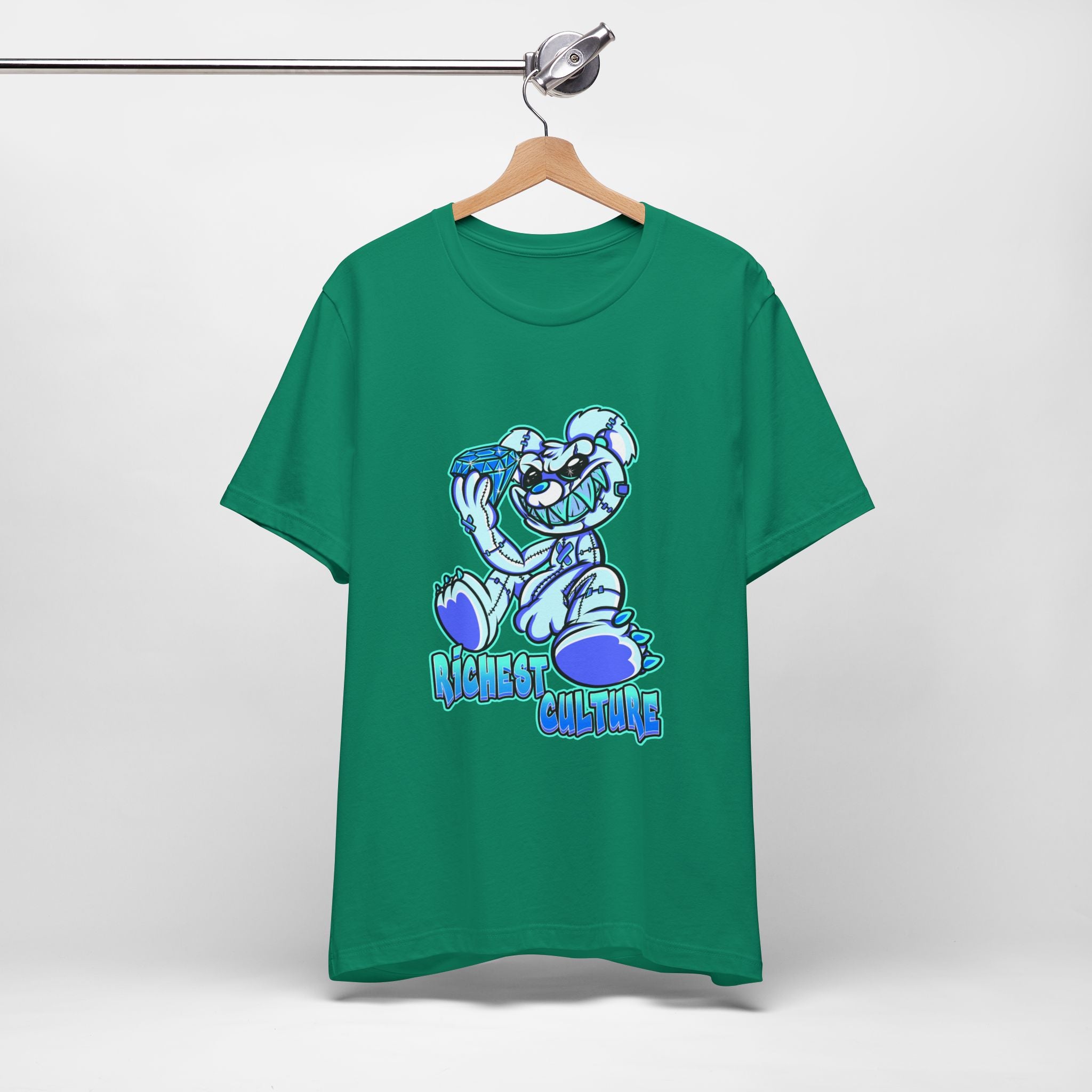 Tee — 'Richest Culture' Blue Cartoon Bear Graphic Shirt