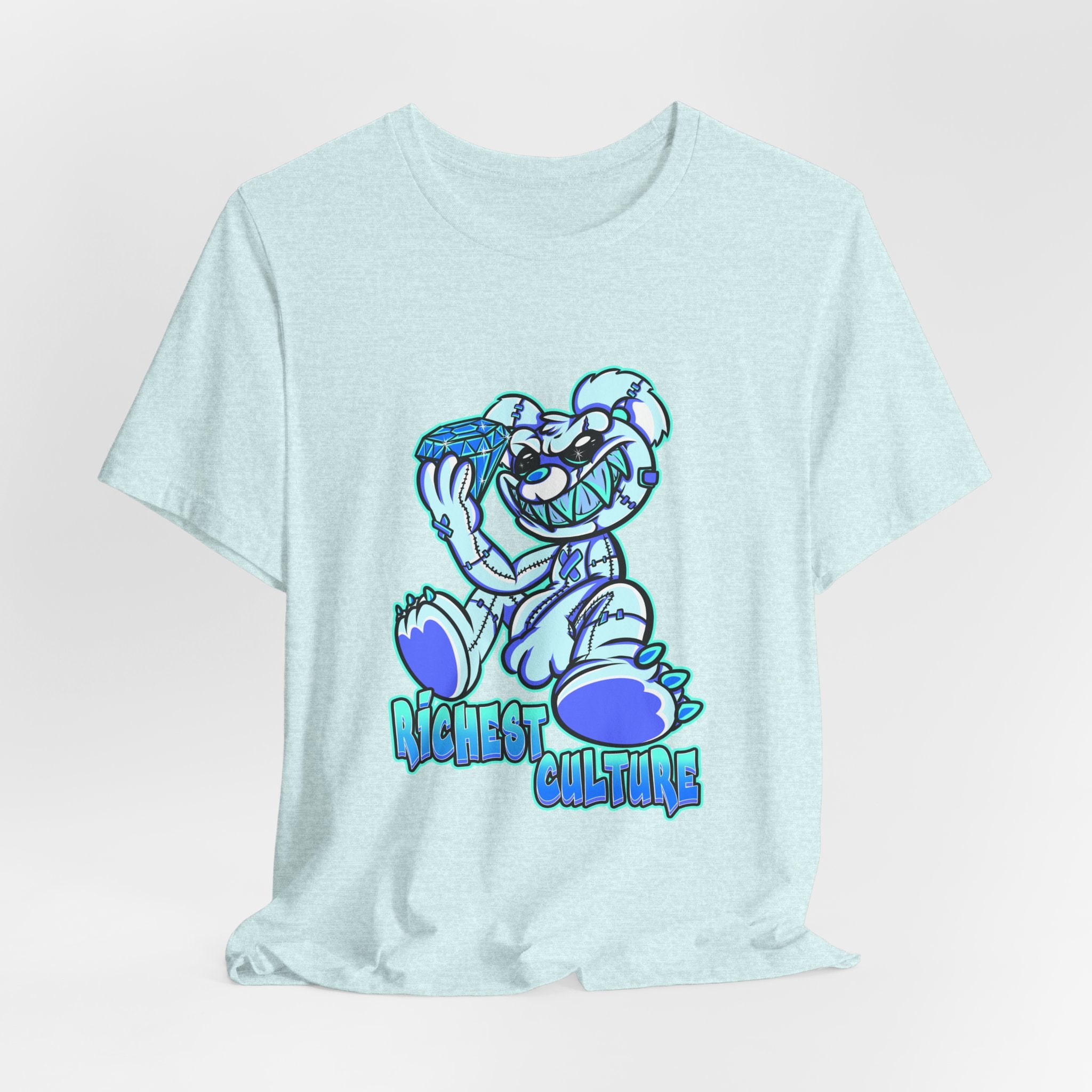 Tee — 'Richest Culture' Blue Cartoon Bear Graphic Shirt