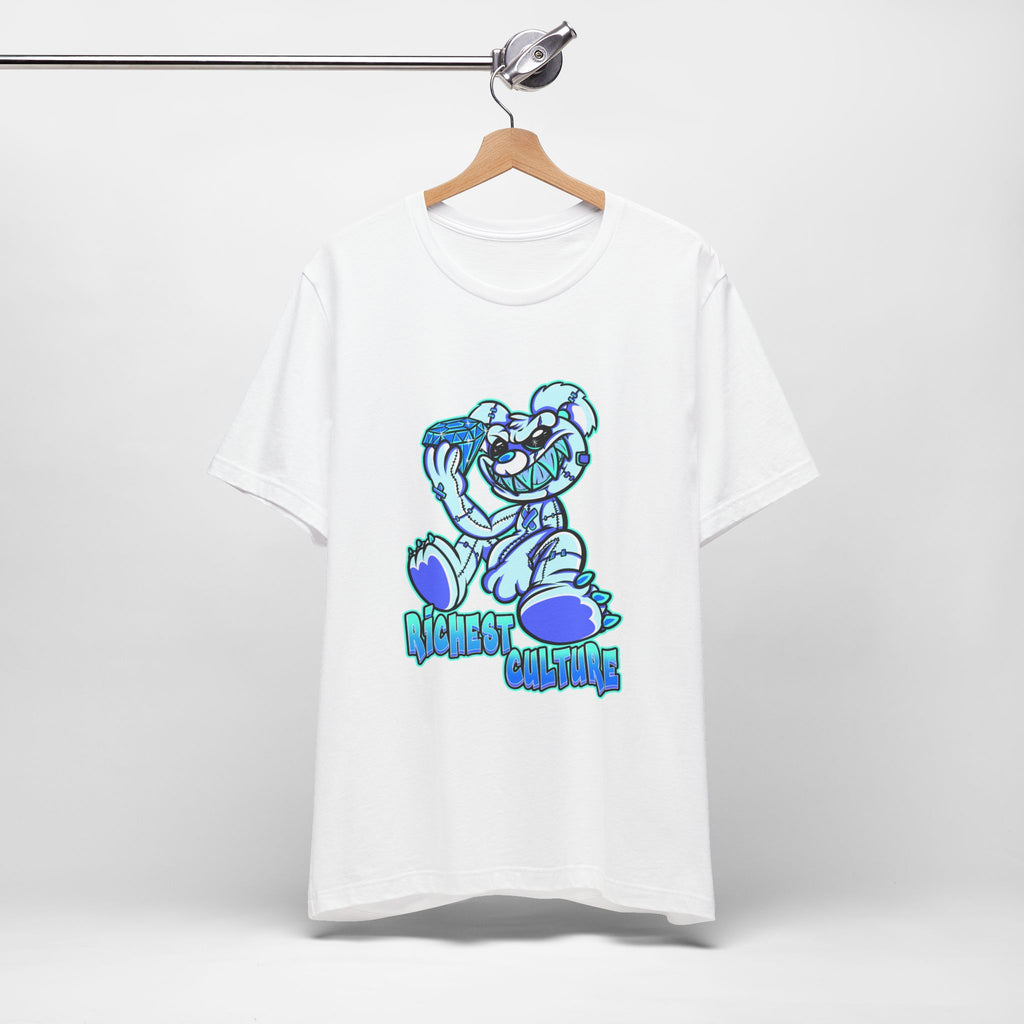 Tee — 'Richest Culture' Blue Cartoon Bear Graphic Shirt