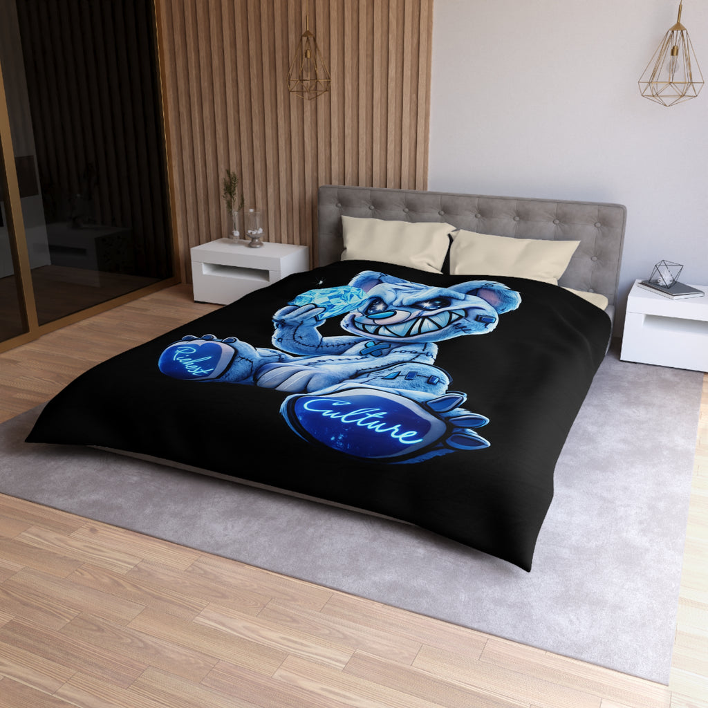 Duvet Cover - Blue Ice Grin Teddy Bear Graphic