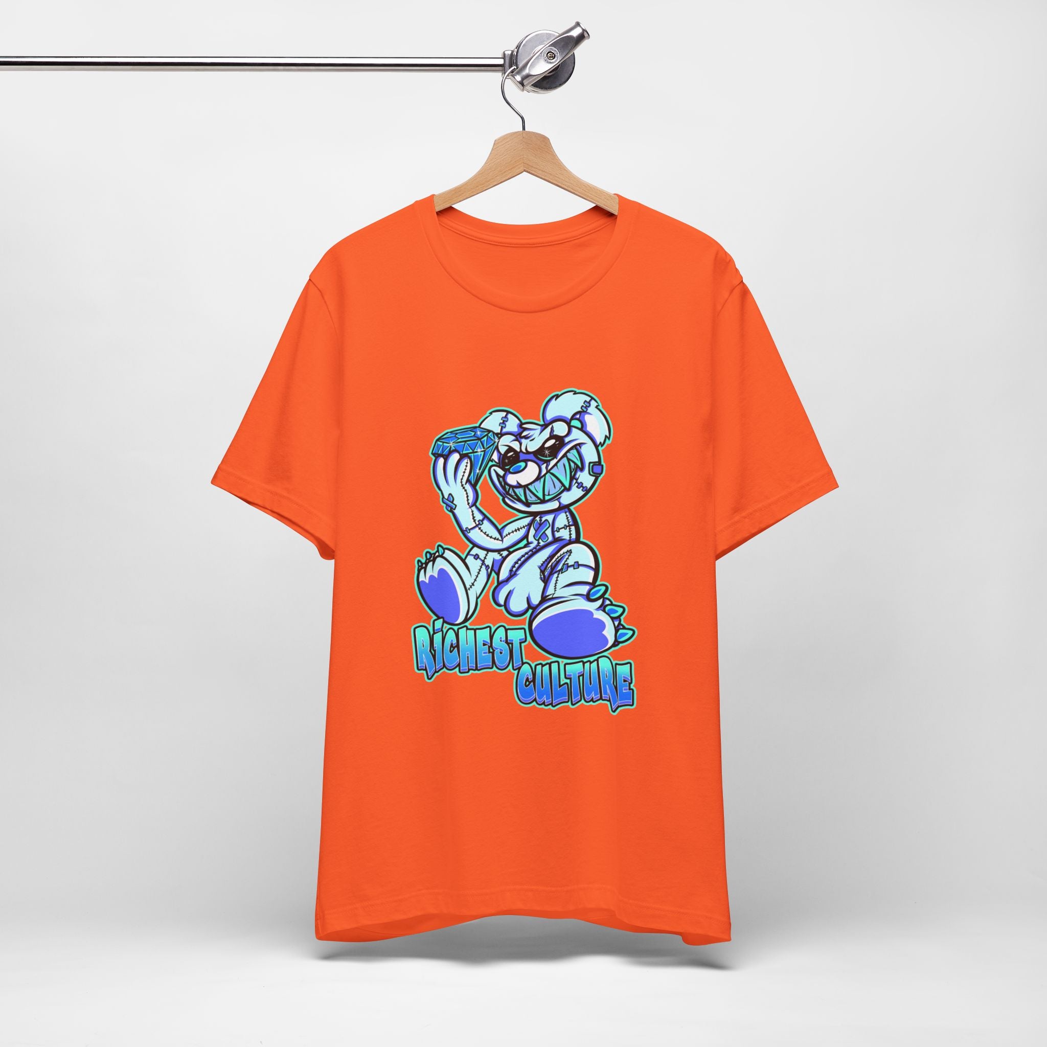 Tee — 'Richest Culture' Blue Cartoon Bear Graphic Shirt