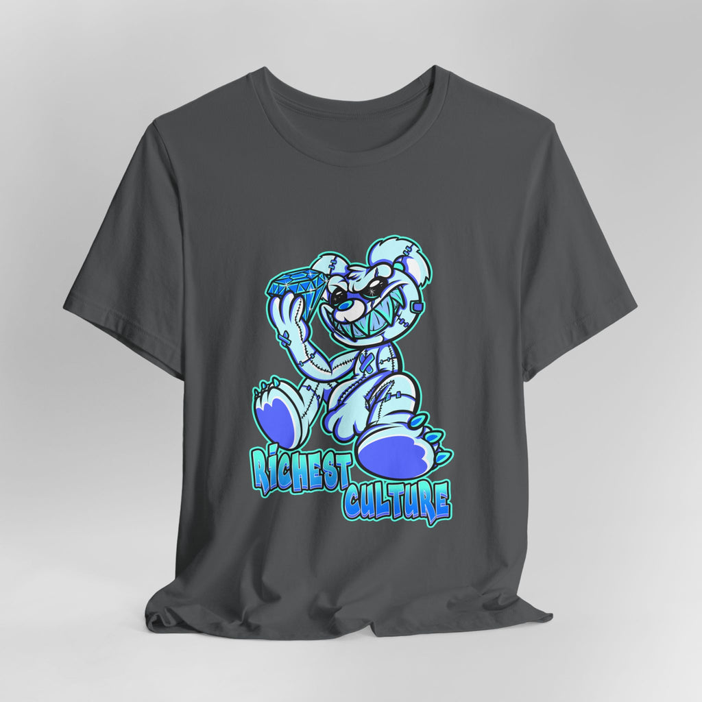 Tee — 'Richest Culture' Blue Cartoon Bear Graphic Shirt