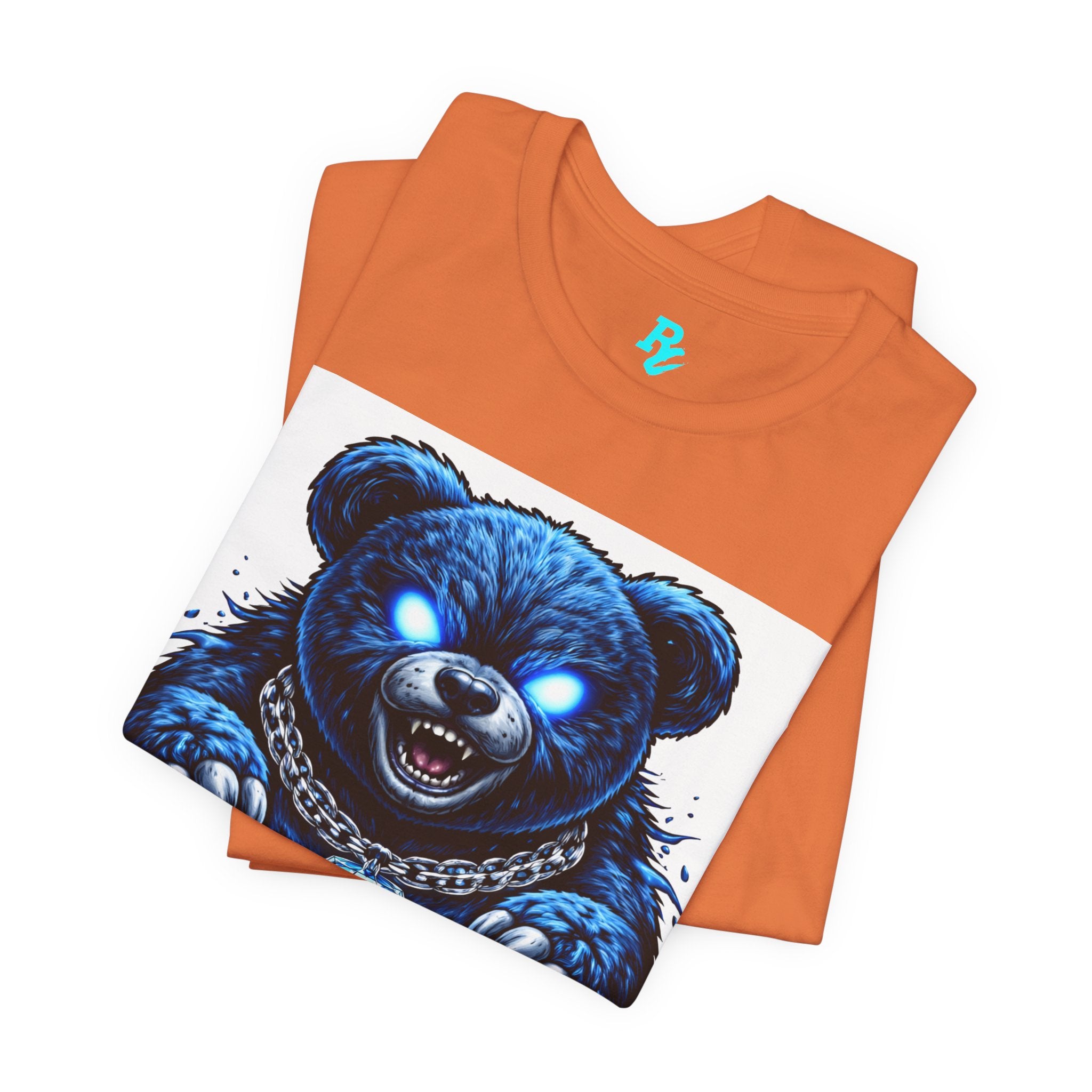 Blue Neon Grizzly Tee — Fierce Bear Graphic Shirt with 'RichestCulture.com'