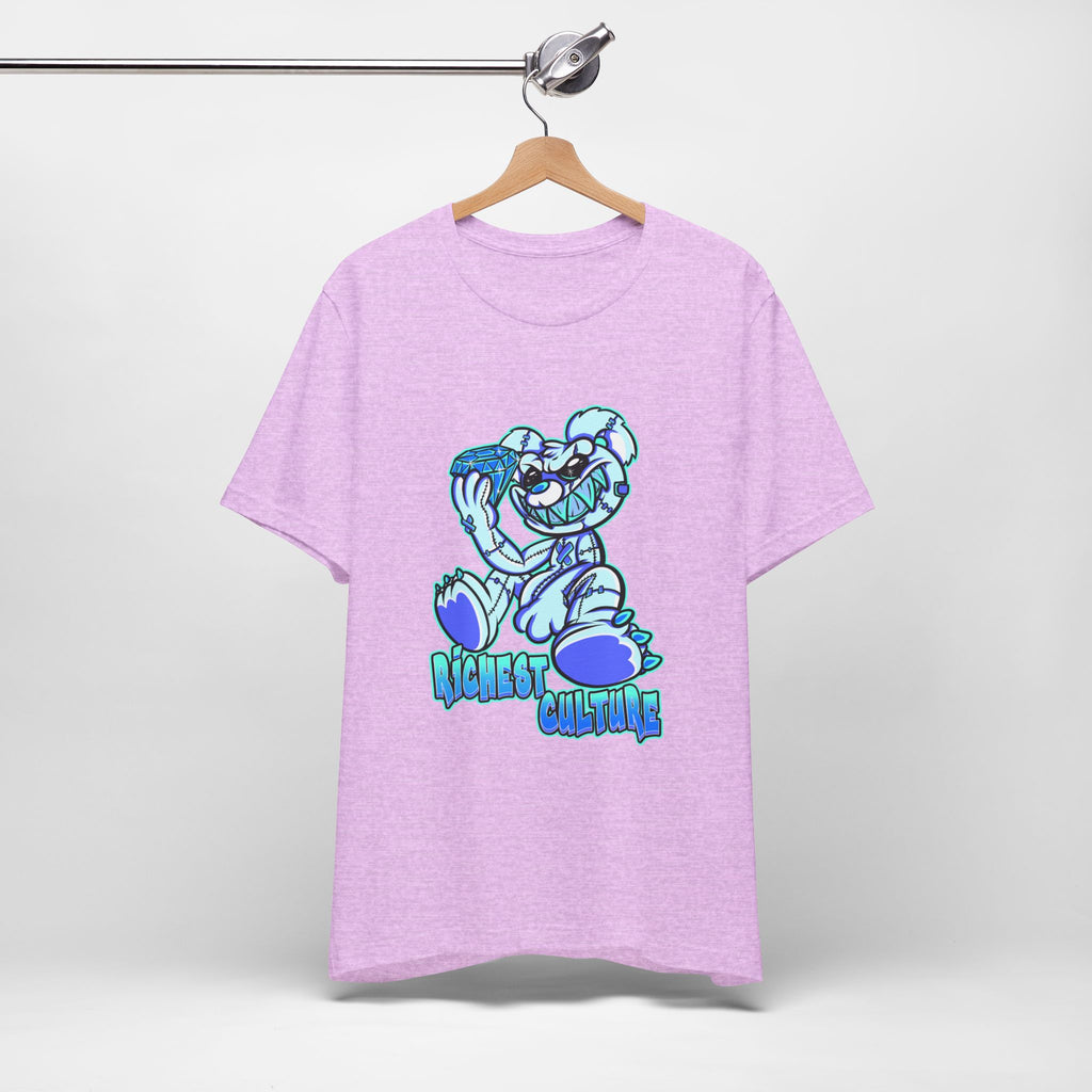 Tee — 'Richest Culture' Blue Cartoon Bear Graphic Shirt