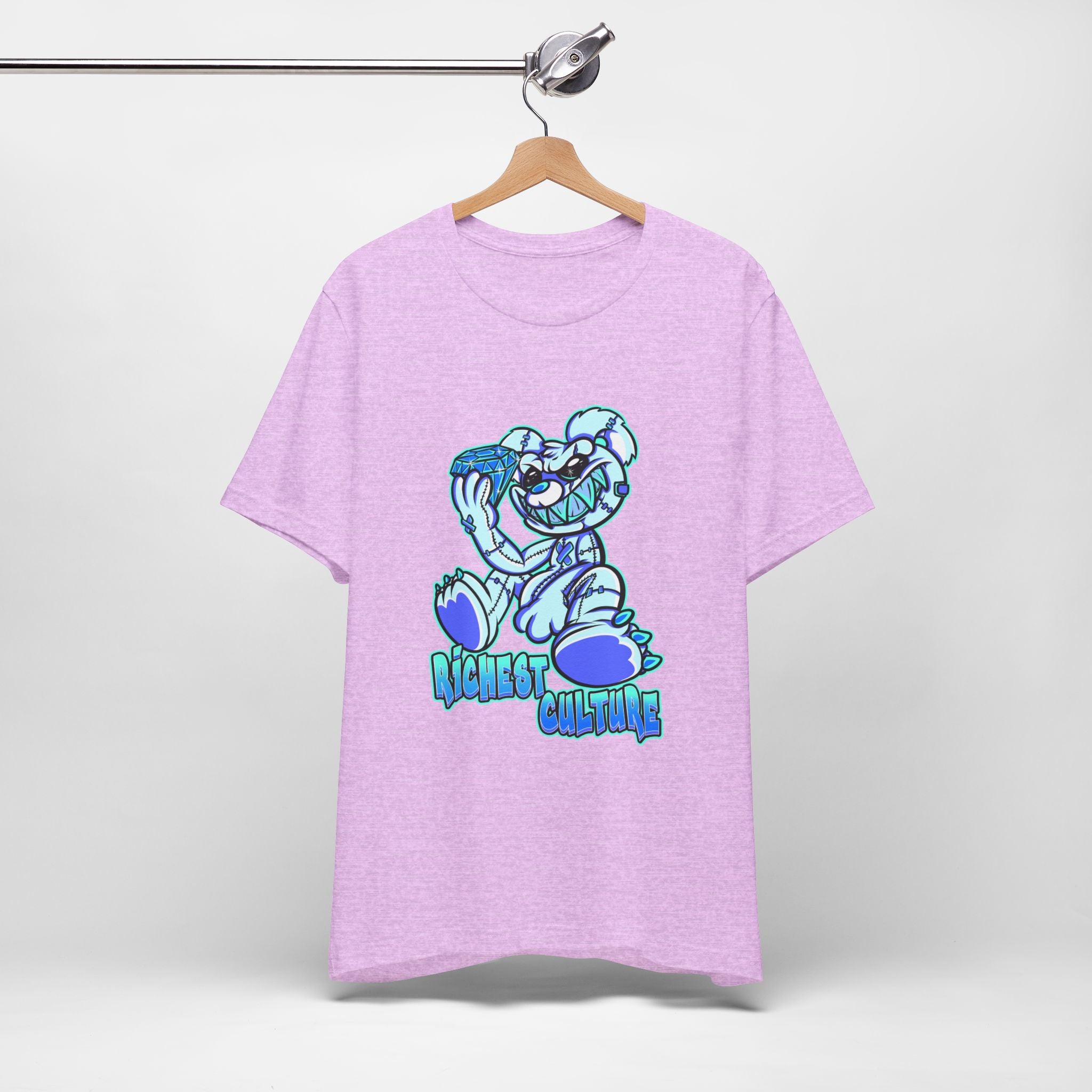 Tee — 'Richest Culture' Blue Cartoon Bear Graphic Shirt