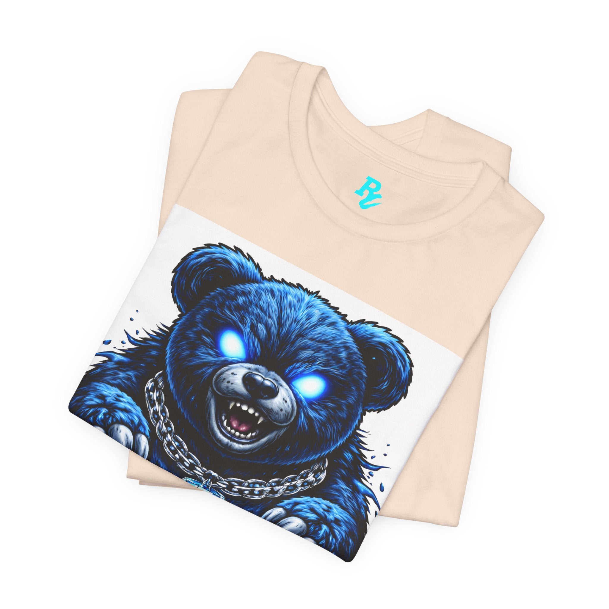 Blue Neon Grizzly Tee — Fierce Bear Graphic Shirt with 'RichestCulture.com'