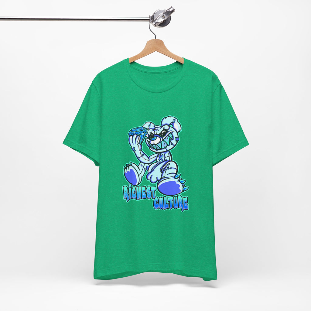 Tee — 'Richest Culture' Blue Cartoon Bear Graphic Shirt