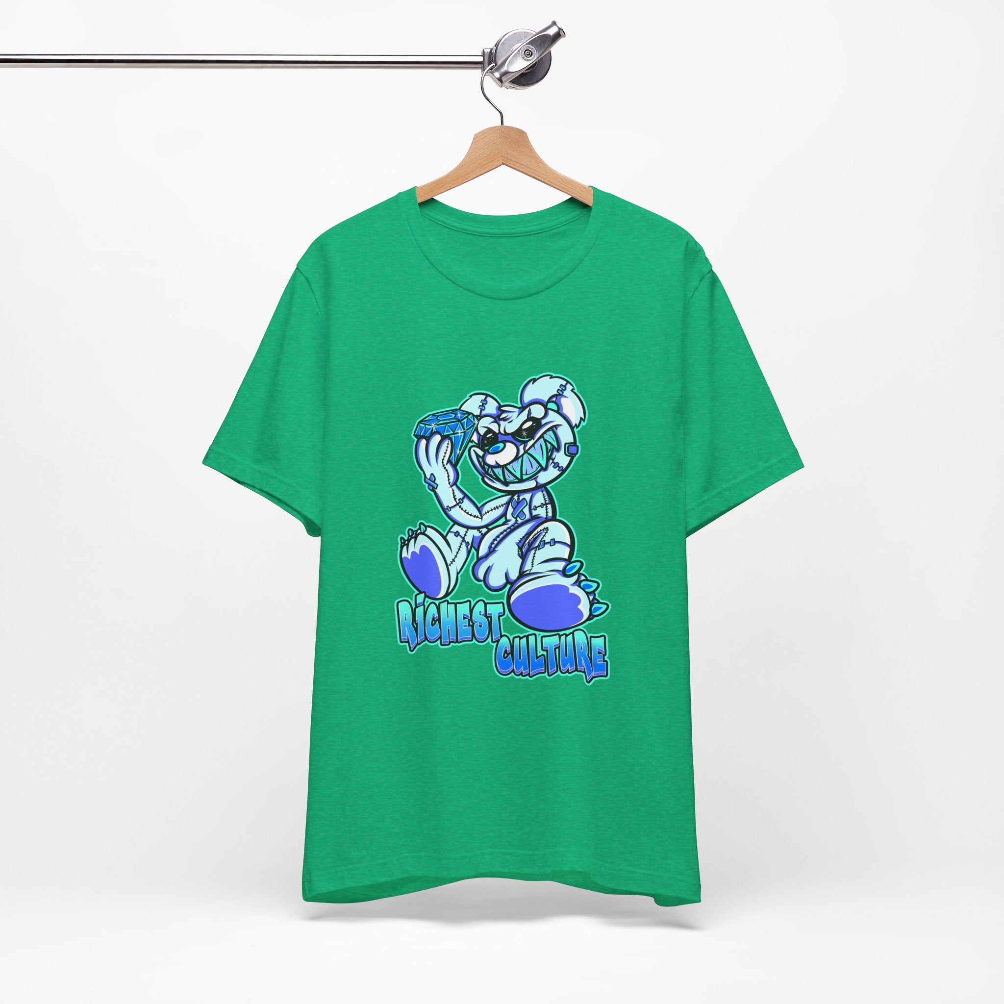 Tee — 'Richest Culture' Blue Cartoon Bear Graphic Shirt