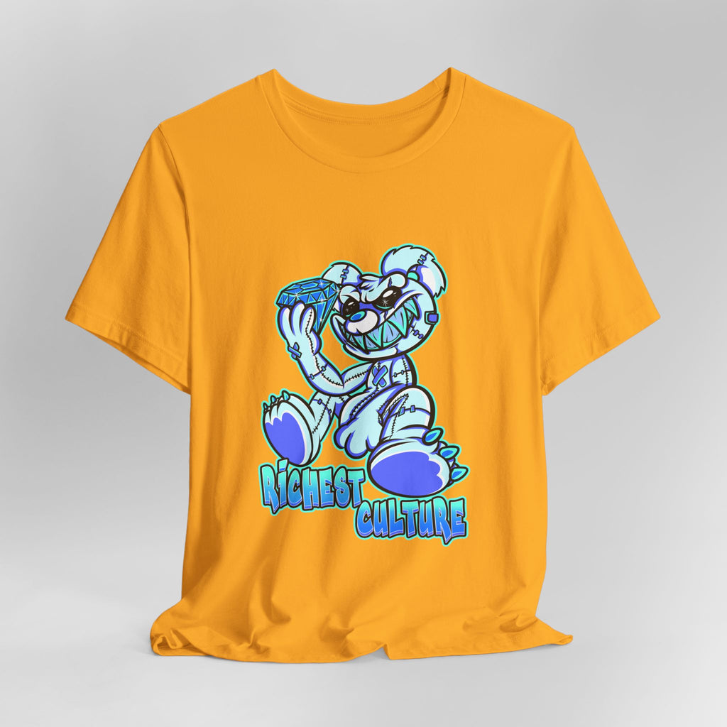Tee — 'Richest Culture' Blue Cartoon Bear Graphic Shirt