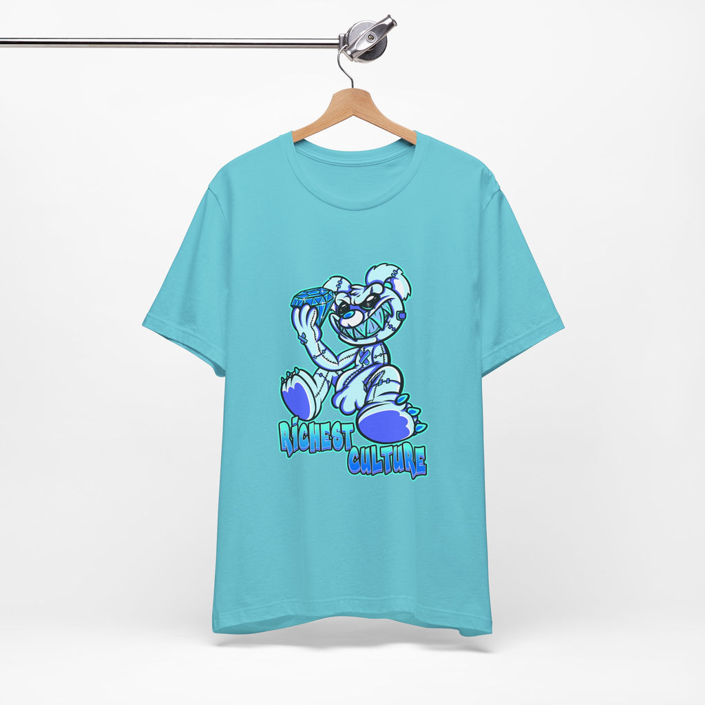 Tee — 'Richest Culture' Blue Cartoon Bear Graphic Shirt