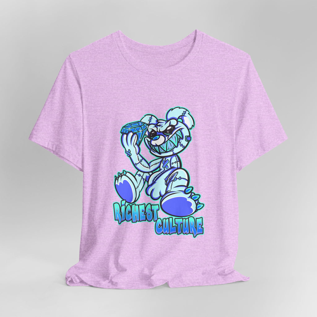 Tee — 'Richest Culture' Blue Cartoon Bear Graphic Shirt