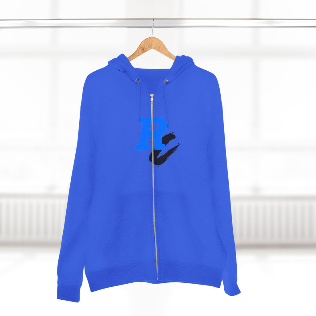 Retro Neon Bear Zip Hoodie — Vaporwave Streetwear with Blue 'R' Logo