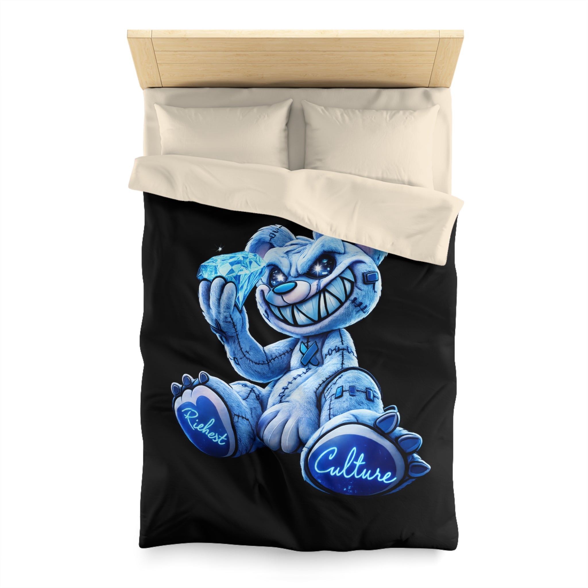 Duvet Cover - Blue Ice Grin Teddy Bear Graphic