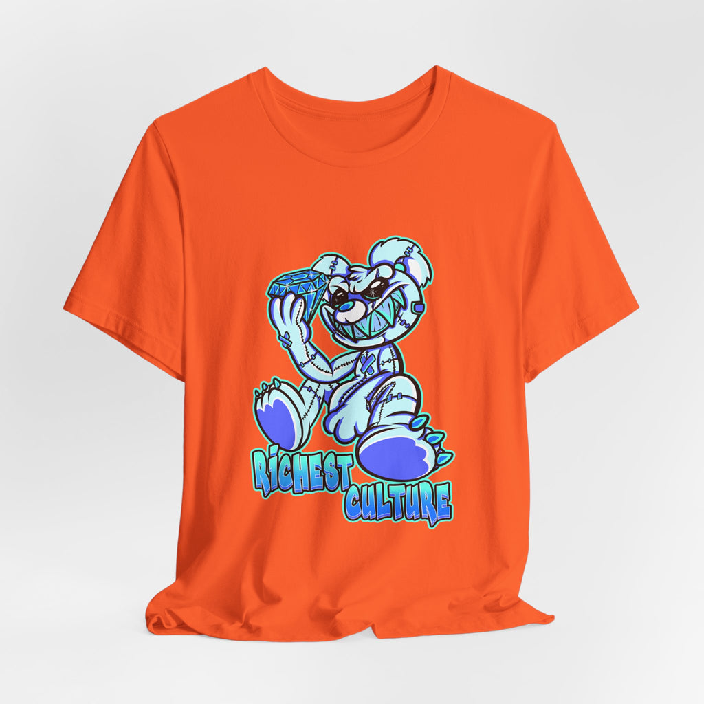 Tee — 'Richest Culture' Blue Cartoon Bear Graphic Shirt