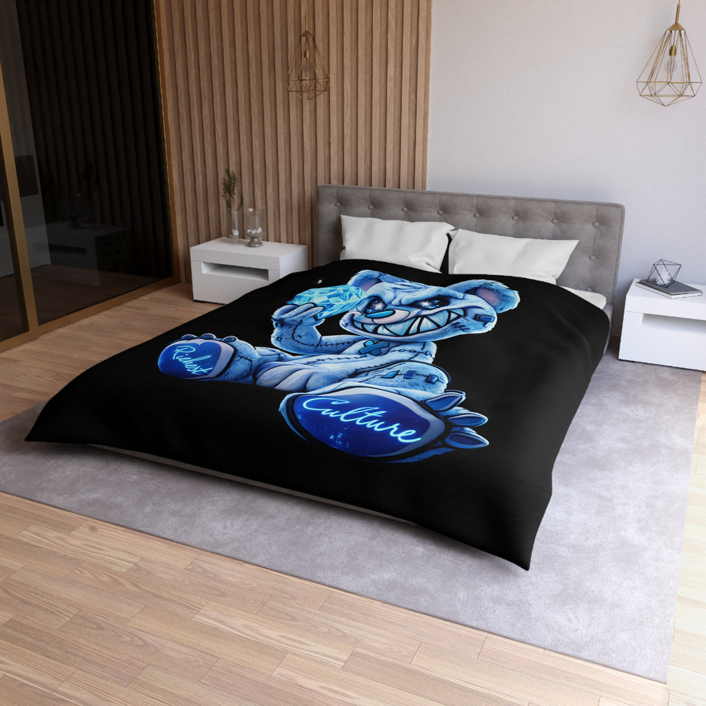 Duvet Cover - Blue Ice Grin Teddy Bear Graphic