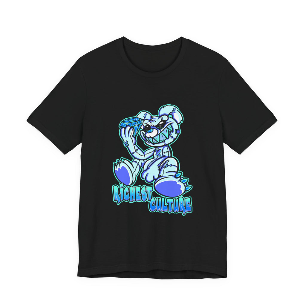 Tee — 'Richest Culture' Blue Cartoon Bear Graphic Shirt