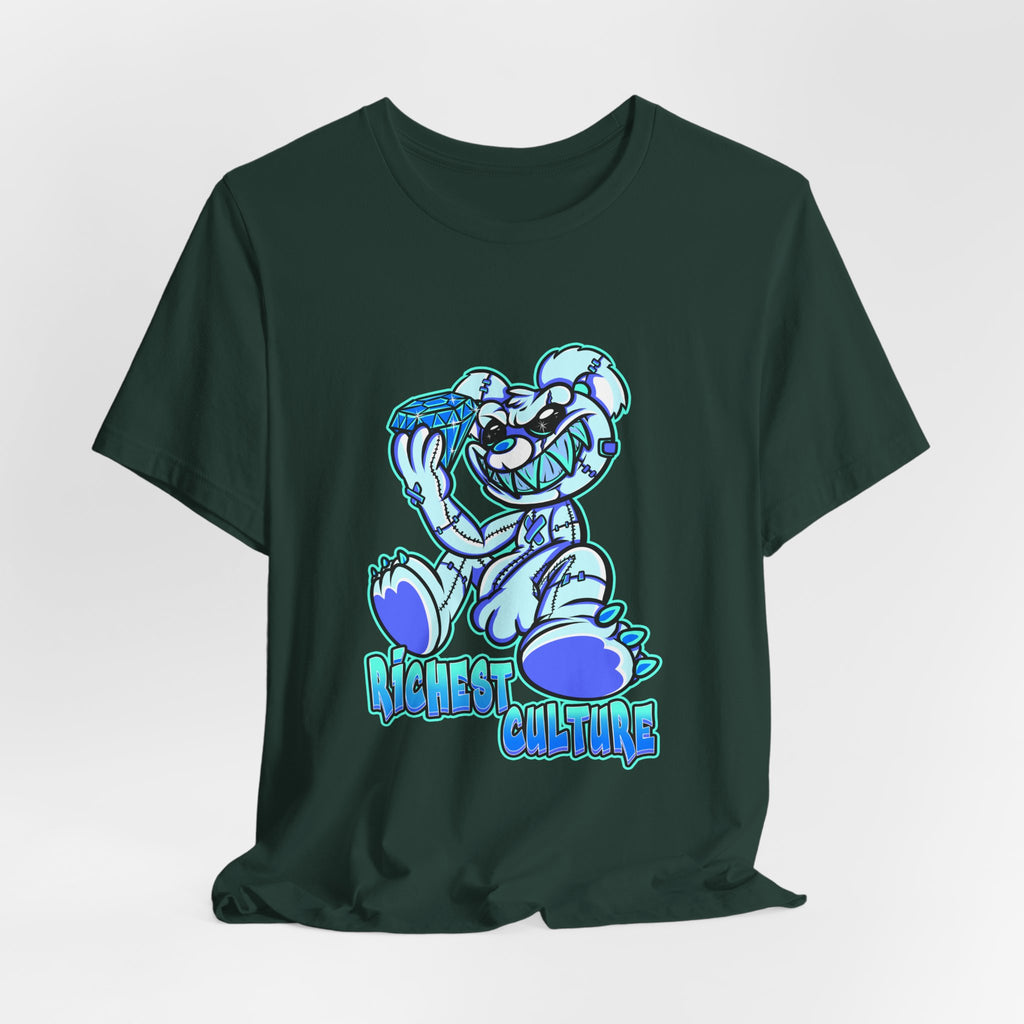 Tee — 'Richest Culture' Blue Cartoon Bear Graphic Shirt