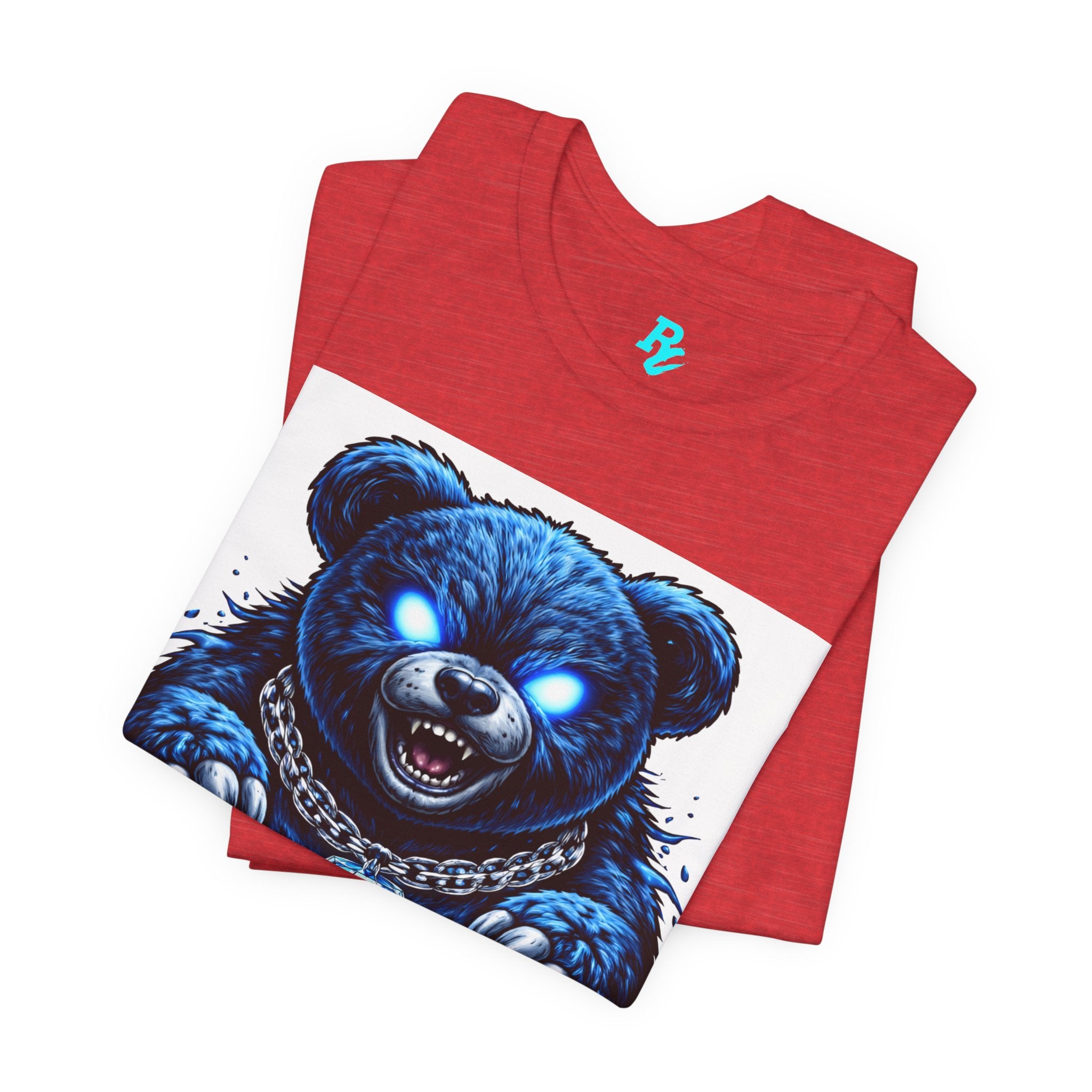 Blue Neon Grizzly Tee — Fierce Bear Graphic Shirt with 'RichestCulture.com'